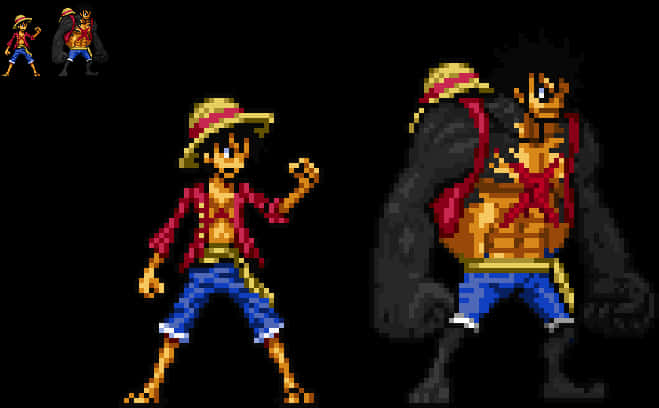 Pixel Art Luffy at Gear Fourth Transformation Wallpaper