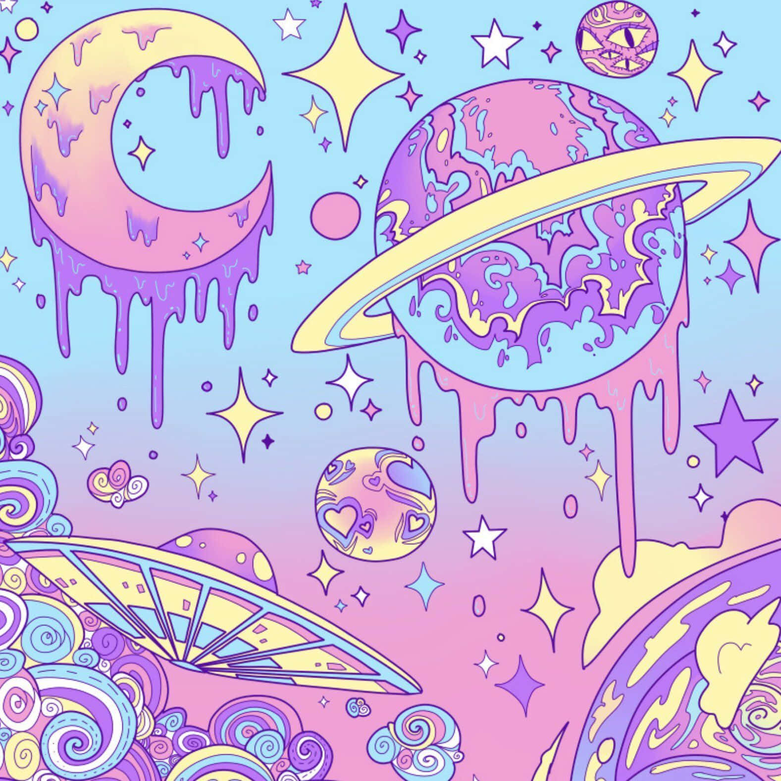 Planetang Pastel na Gotiko Wallpaper