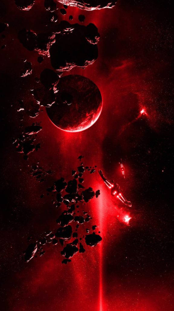 Planetang Pula at Galaxy Space iPhone Wallpaper
