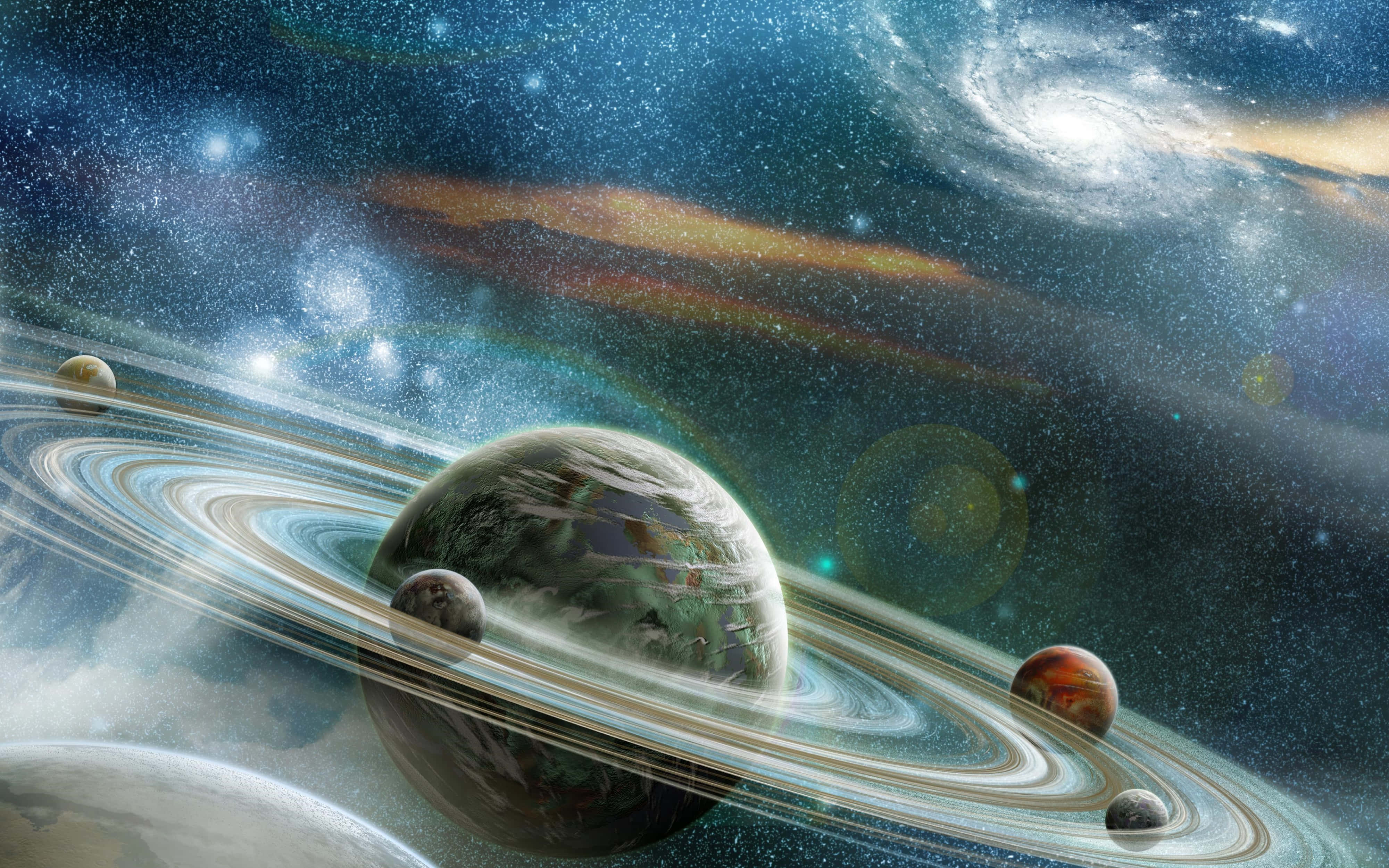 Planetang Saturn sa 4K Universe Wallpaper