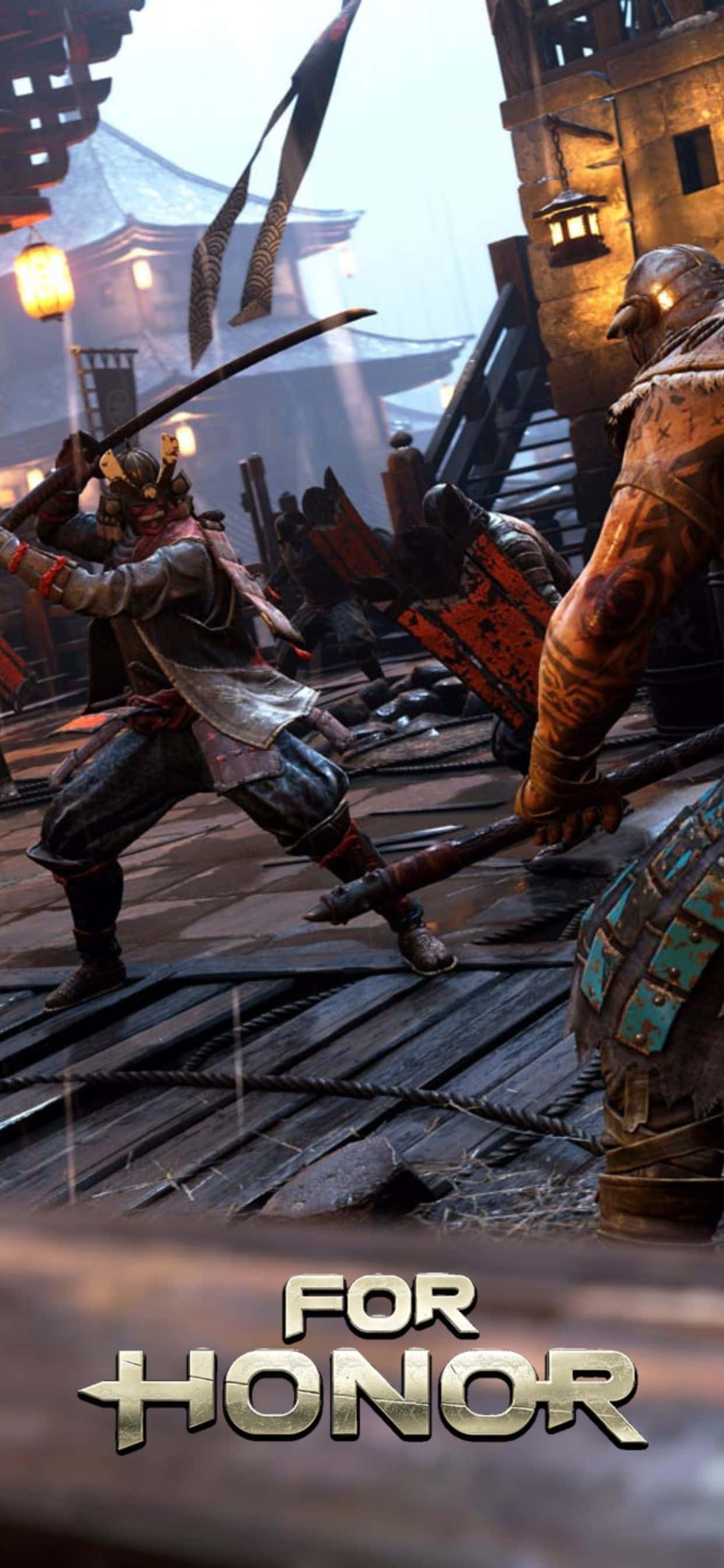 Laruin ang nakaka-engganyong action-packed game na For Honor sa iyong iPhone XS Max Wallpaper