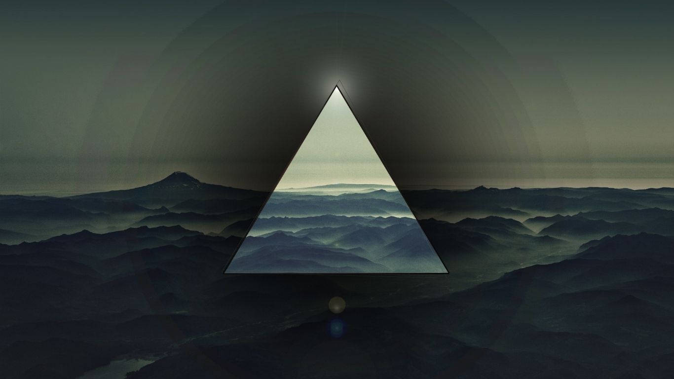 Sining ng Polyscape sa Itaas ng Isang Magandang Tanawin ng Bundok Wallpaper