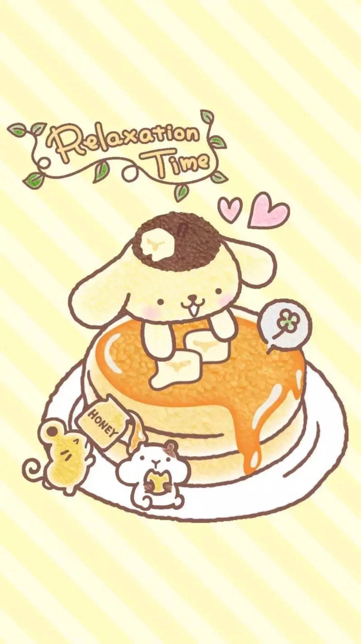 Pompompurin na Nag-eenjoy sa Pancake - Cute Kawaii iPad Wallpaper