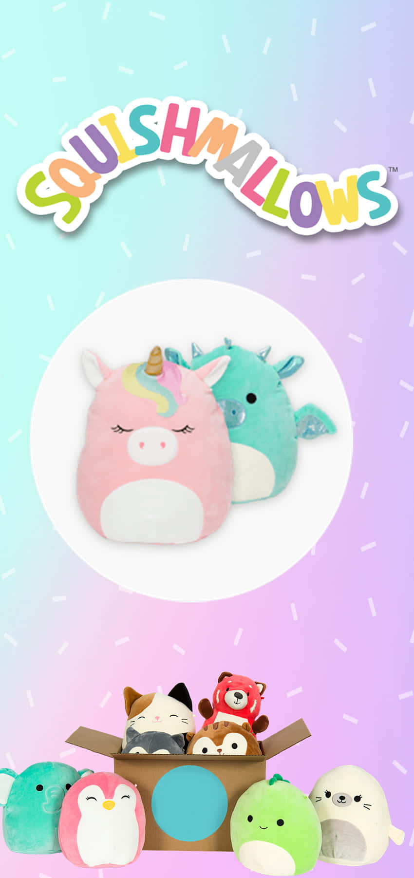 Portrait Sky Blue And Purple Squishmallow Background Wallpaper