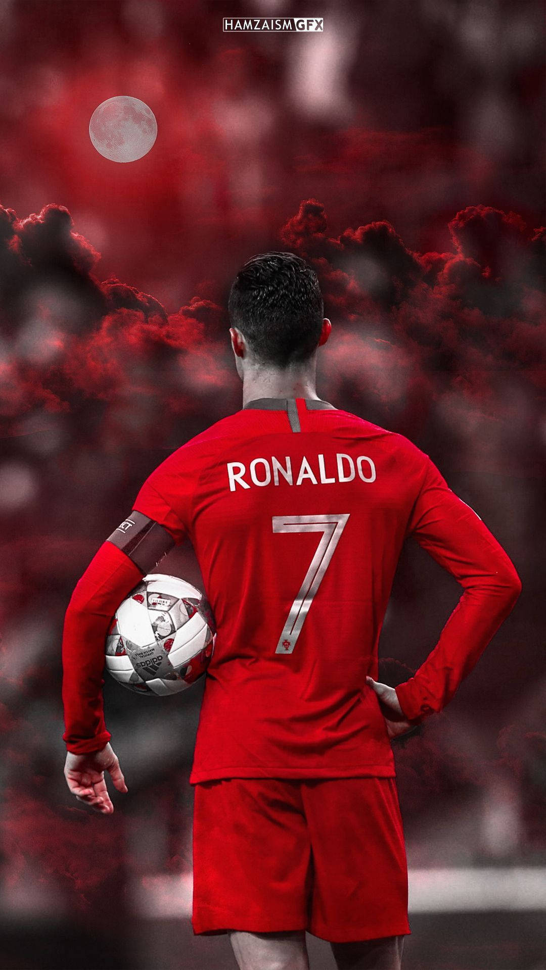 Portuges na si Cristiano Ronaldo Astig na Pulang Aesthetic Wallpaper