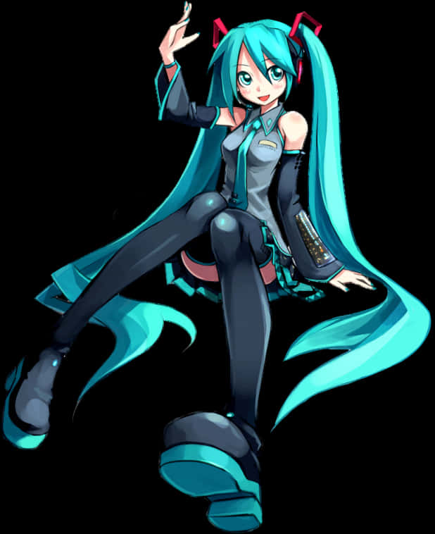 Pose ni Hatsune Miku mula sa Vocaloid Wallpaper