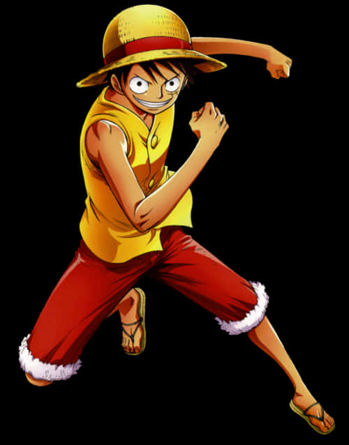 Pose ni Luffy na Straw Hat Pirate Wallpaper