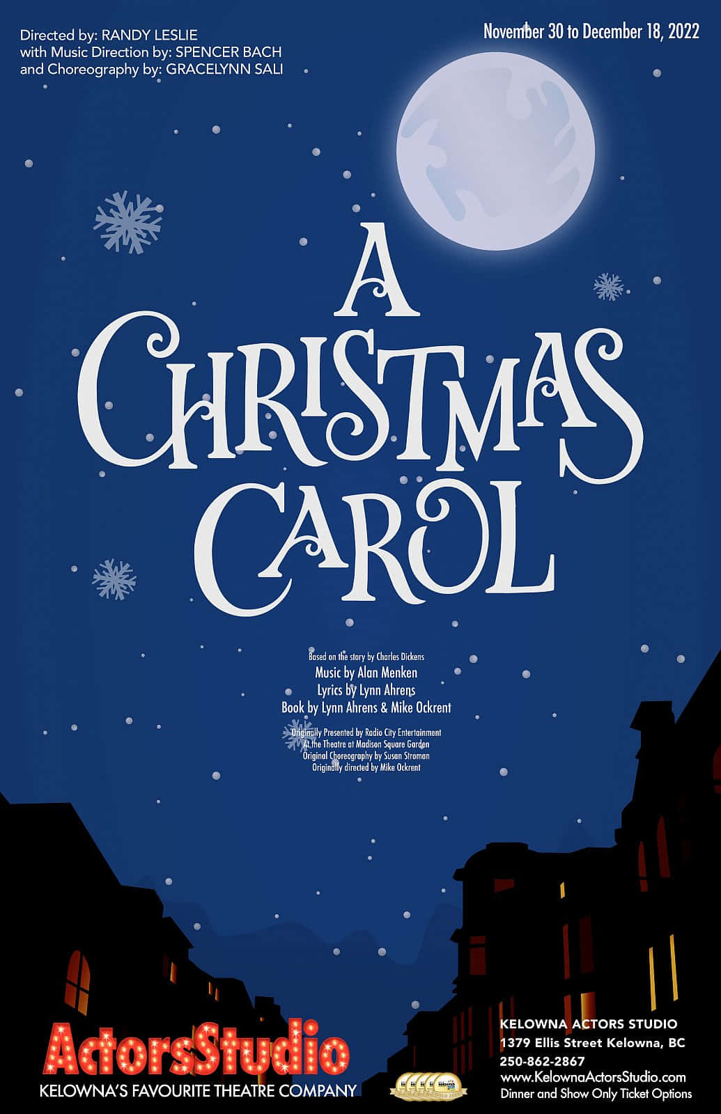 poster ng a christmas carol na may buwan at lungsod Wallpaper
