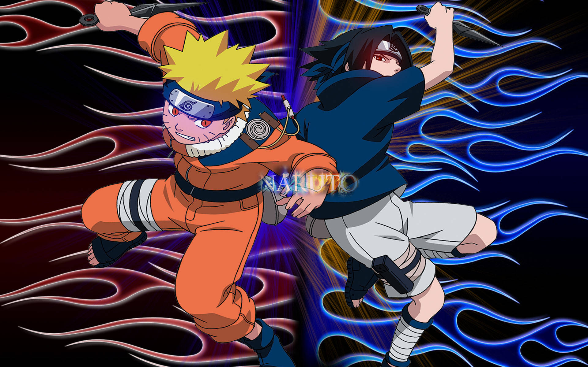 Poster ng Naruto at Sasuke noong Bata Wallpaper