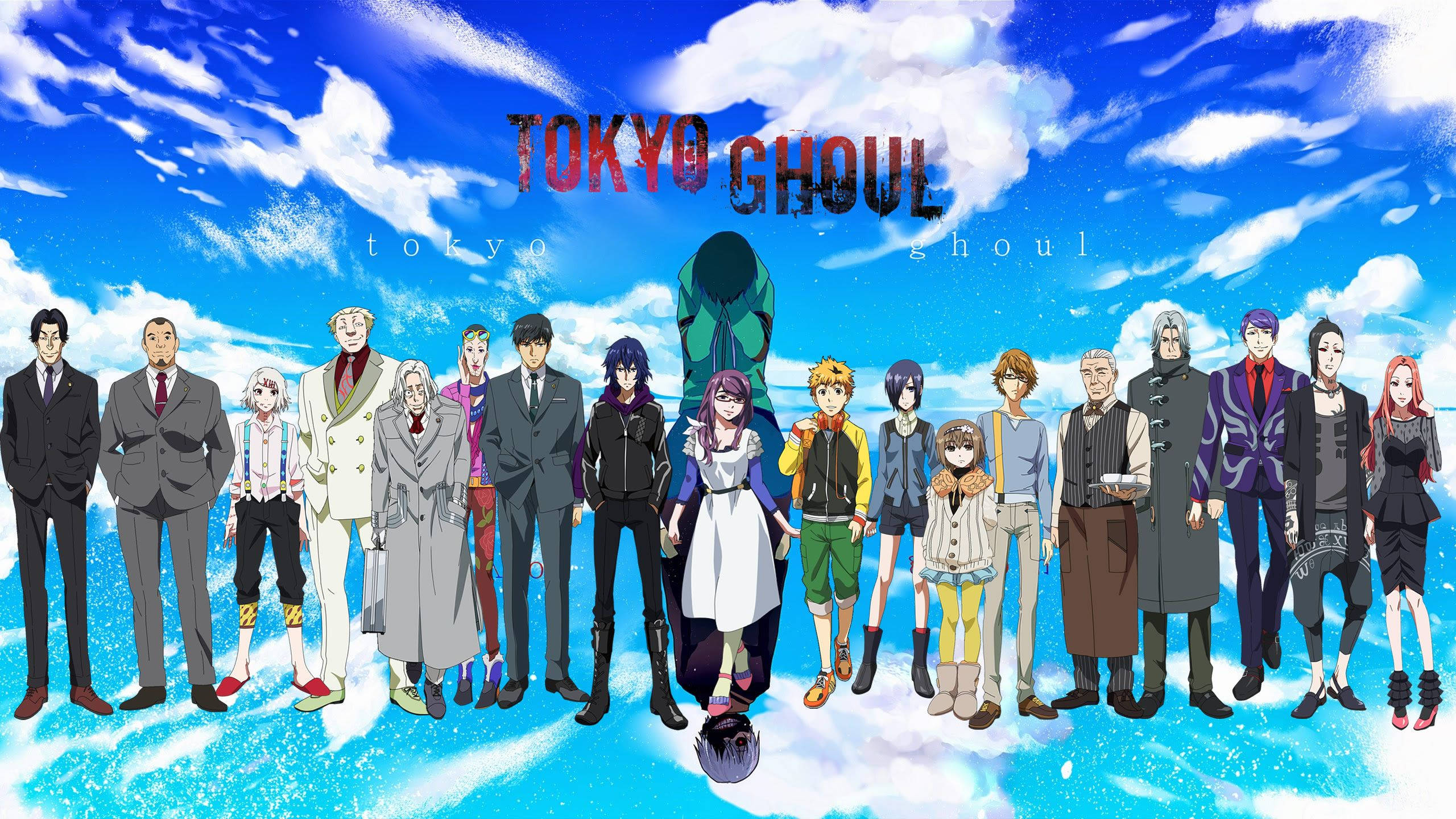 Poster ng Tokyo Ghoul Characters na Asul na Langit Wallpaper