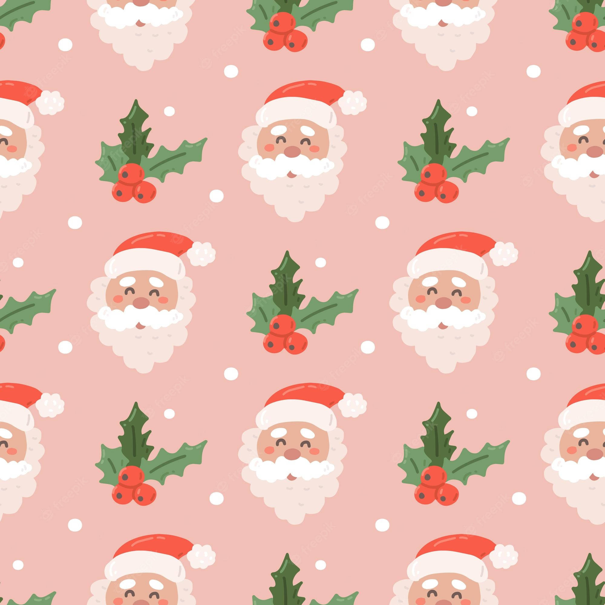 Preppy Christmas Pattern ni Santa Claus Wallpaper