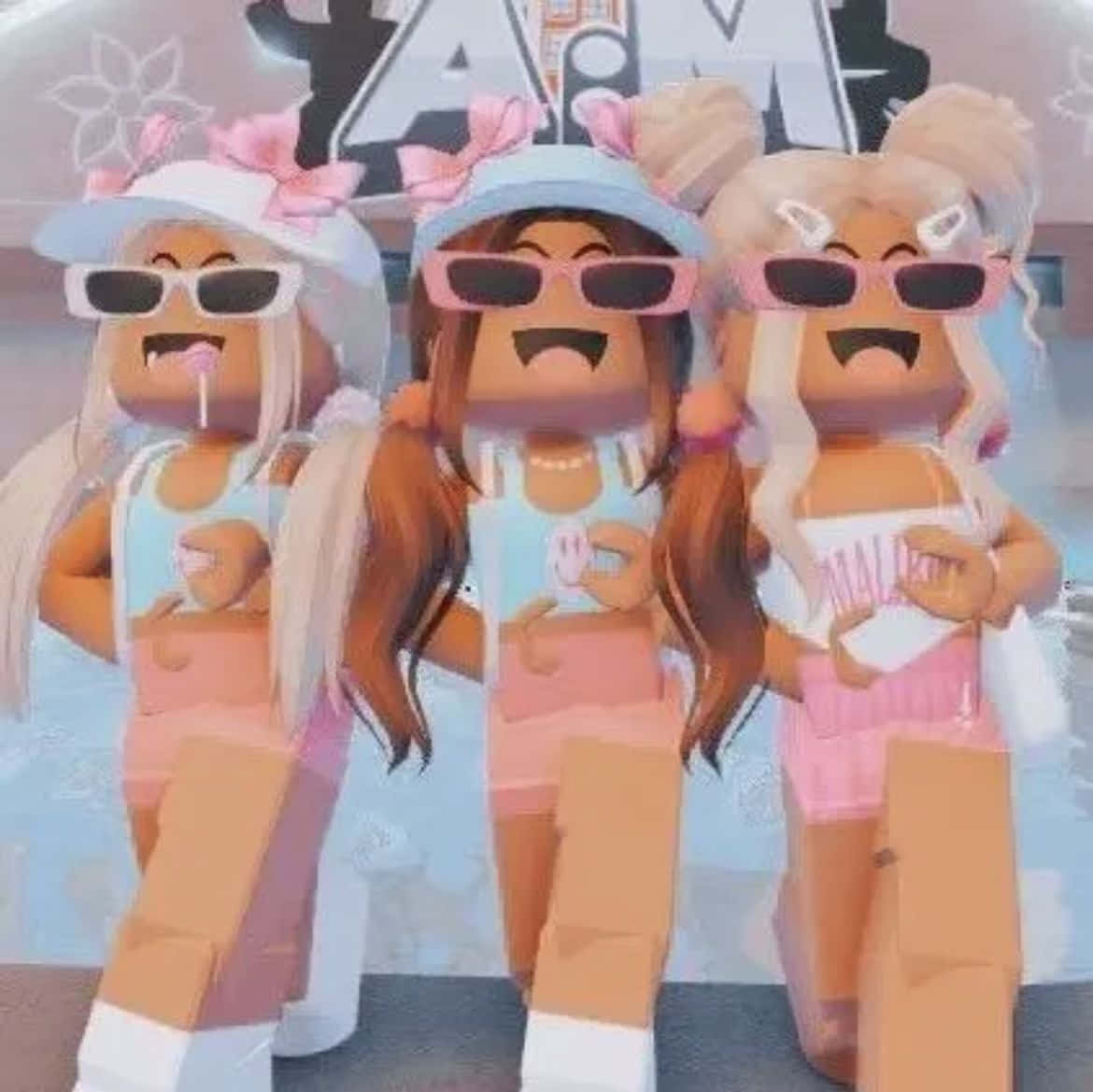 Preppy na Profile Picture ng Tatlong Babaeng Roblox Wallpaper