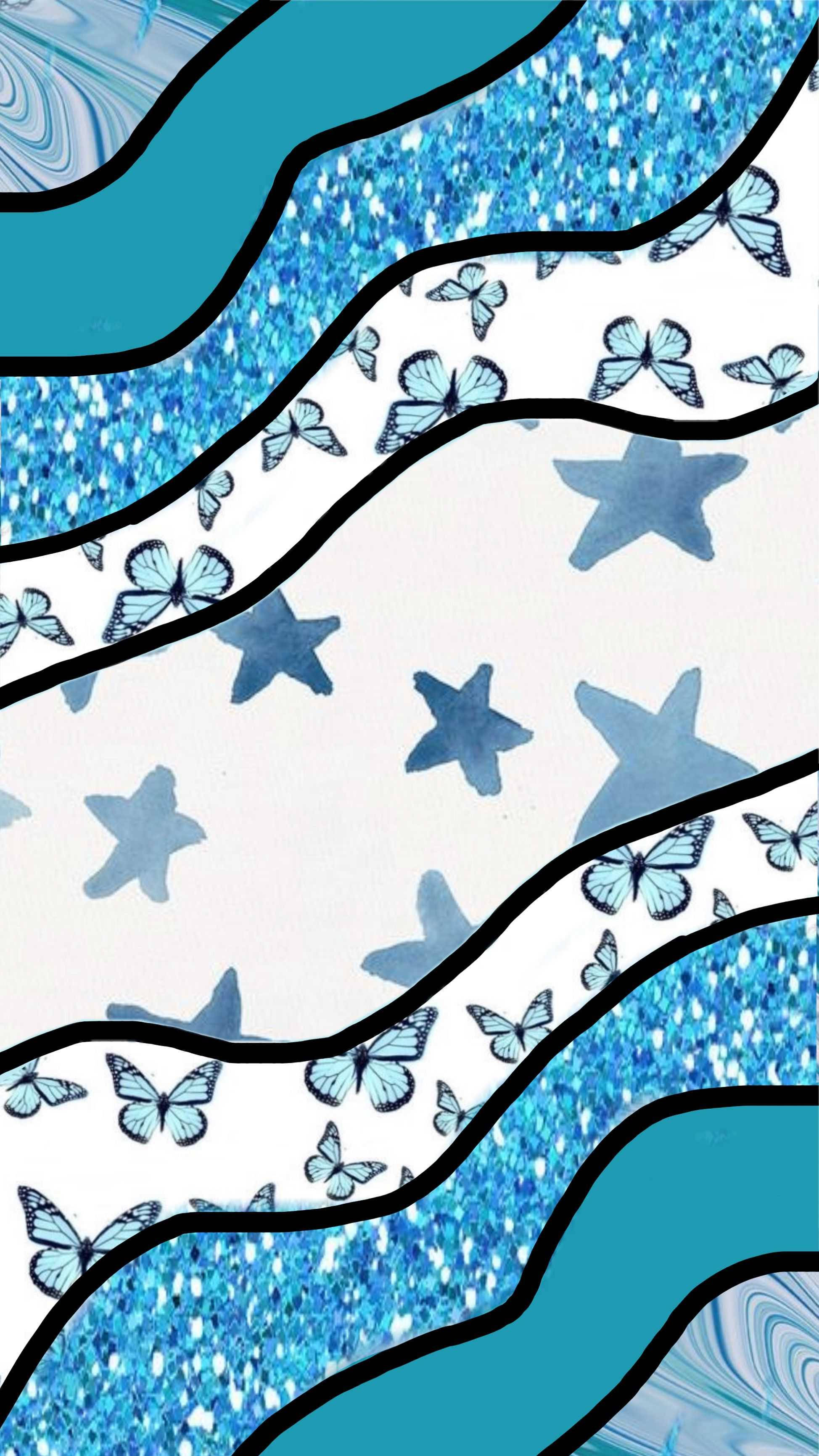 Preppy PFP na Asul na Tema na May mga Layer at Kurba Wallpaper