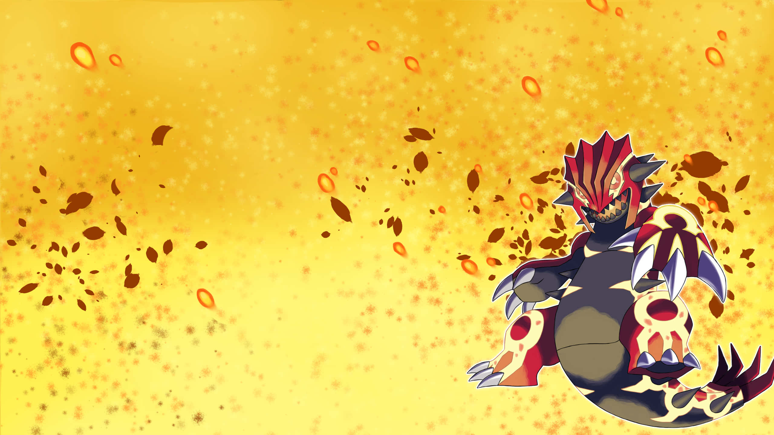 Primal Groudon Laban sa Dilaw na Abstract na Background Wallpaper