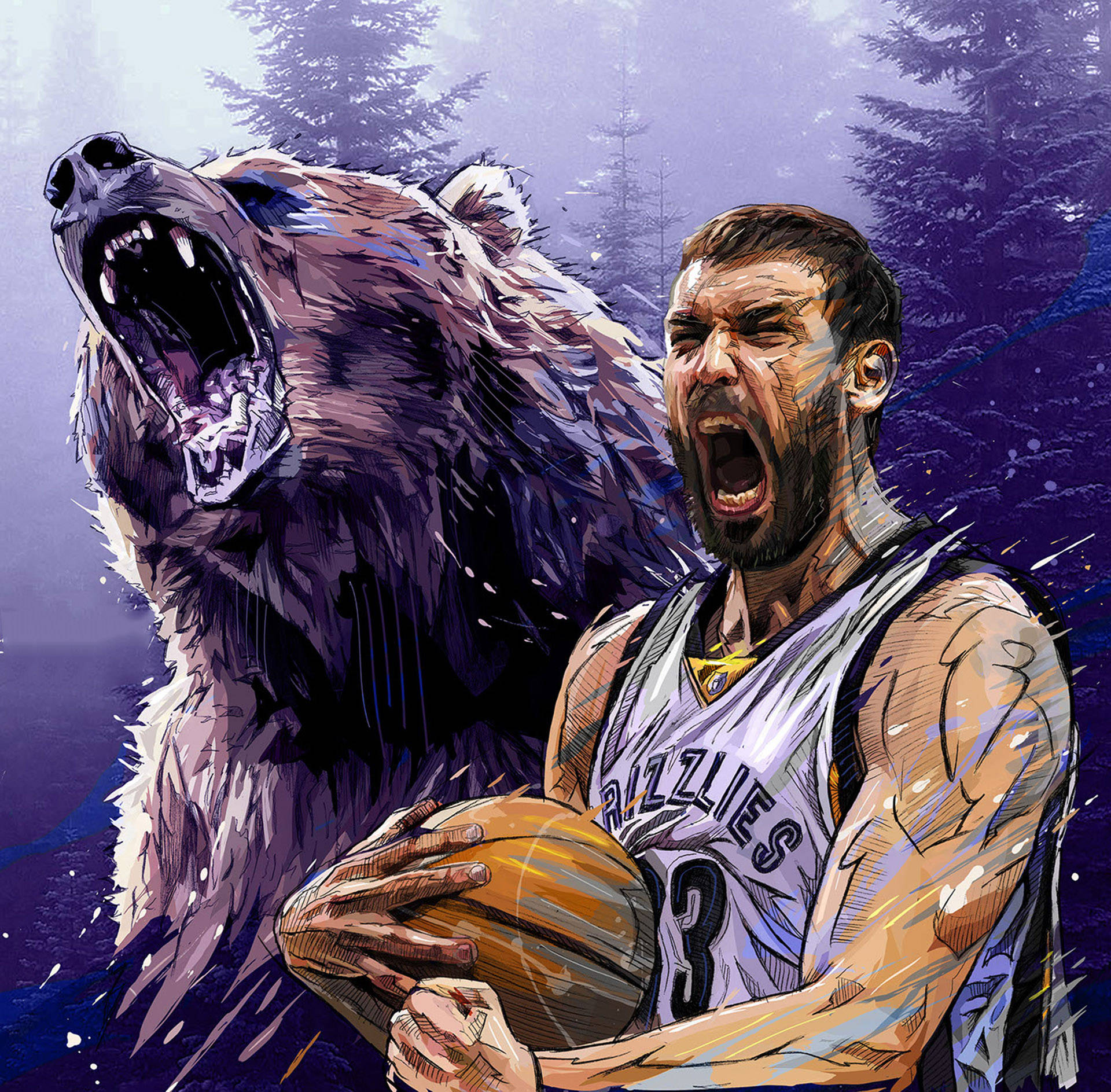Propesyonal na Basketball Player na si Marc Gasol sa Aksyon Wallpaper