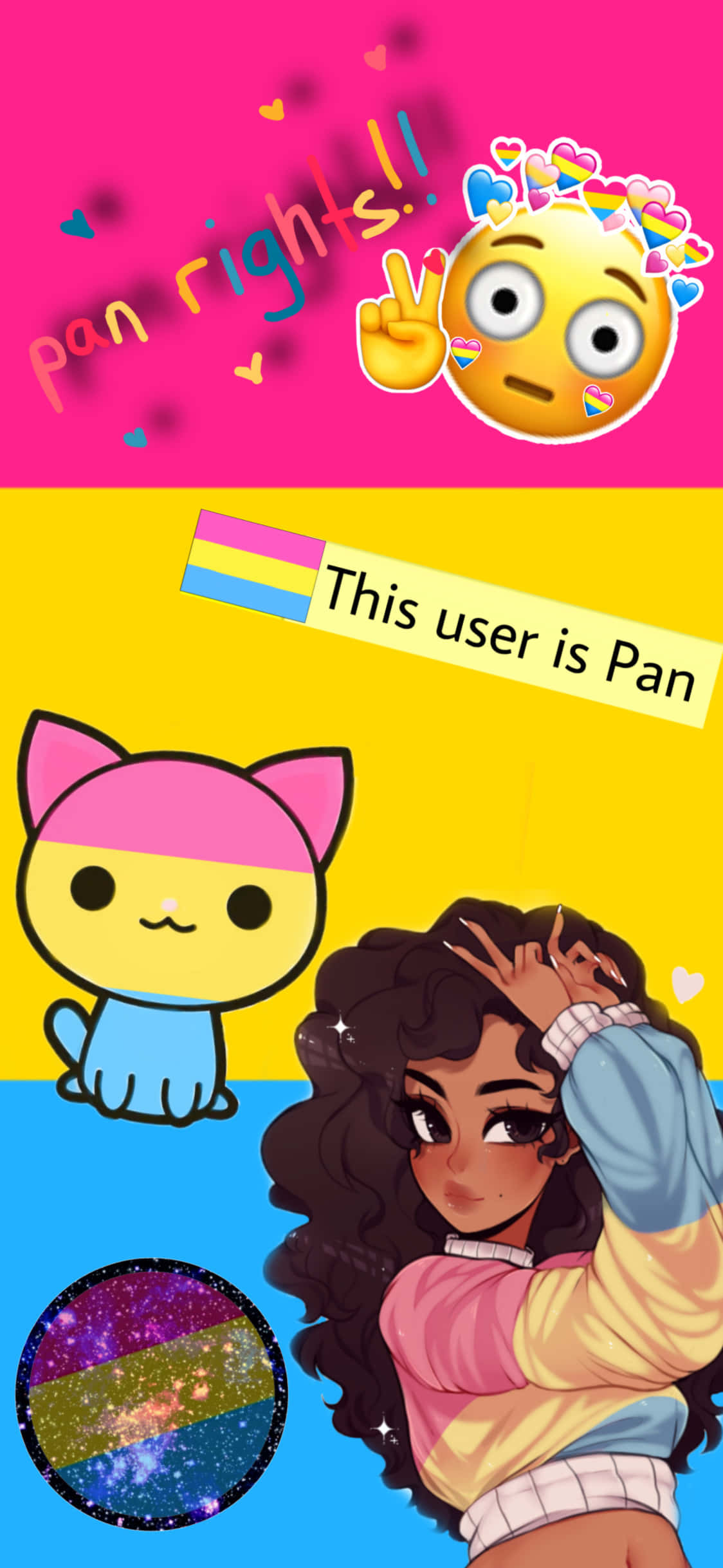 Proud at nakikita—ang mga pansexual ay nagpapakita ng kanilang tunay na mga kulay. Wallpaper