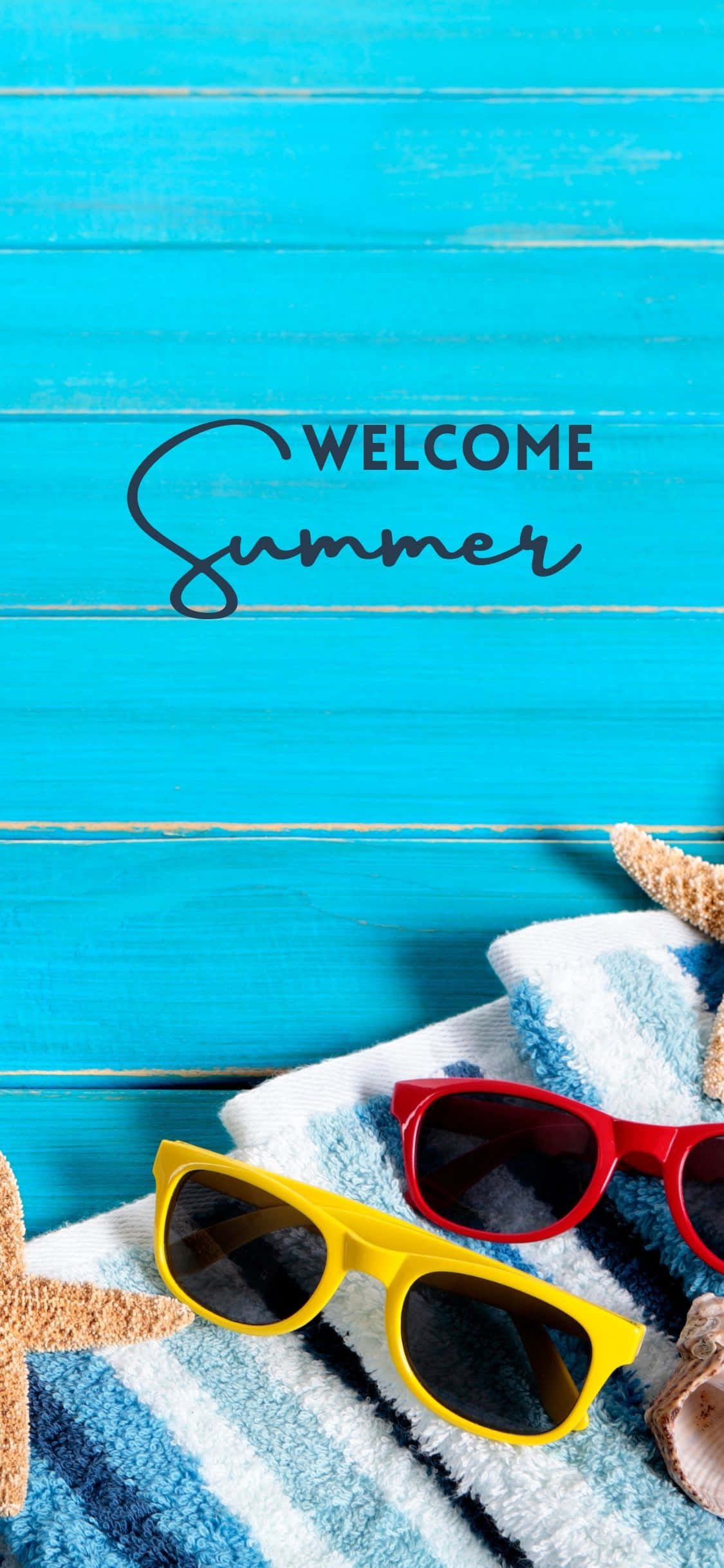 Pula At Dilaw na Sunglasses iPhone X Summer Background Wallpaper