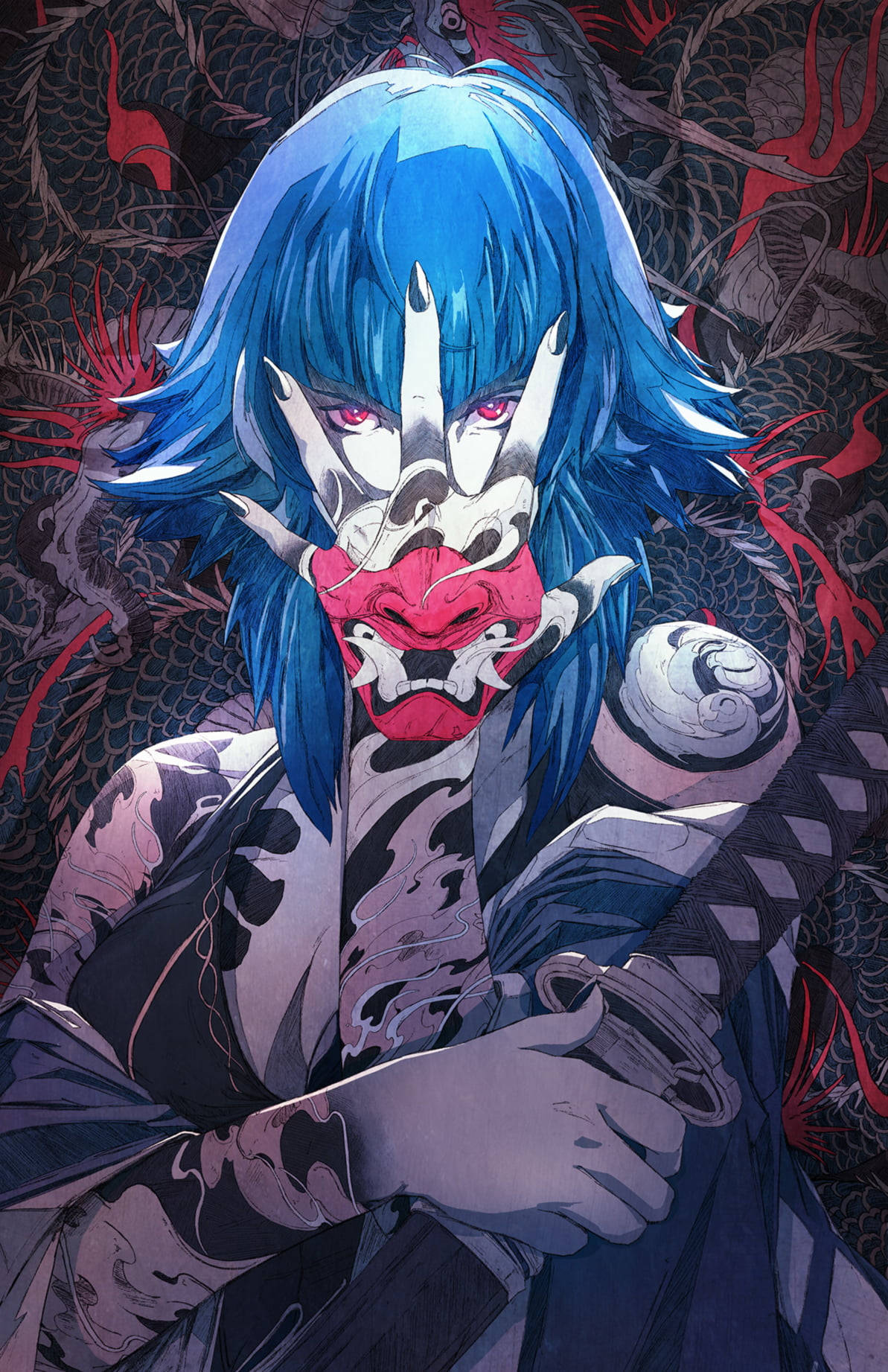Pulang Anime na Tinakpan ang Mukha Wallpaper