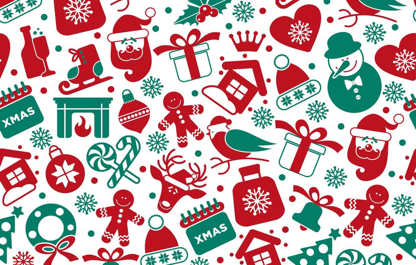 Pulang At Berdeng Pattern Ng Pasko Wallpaper