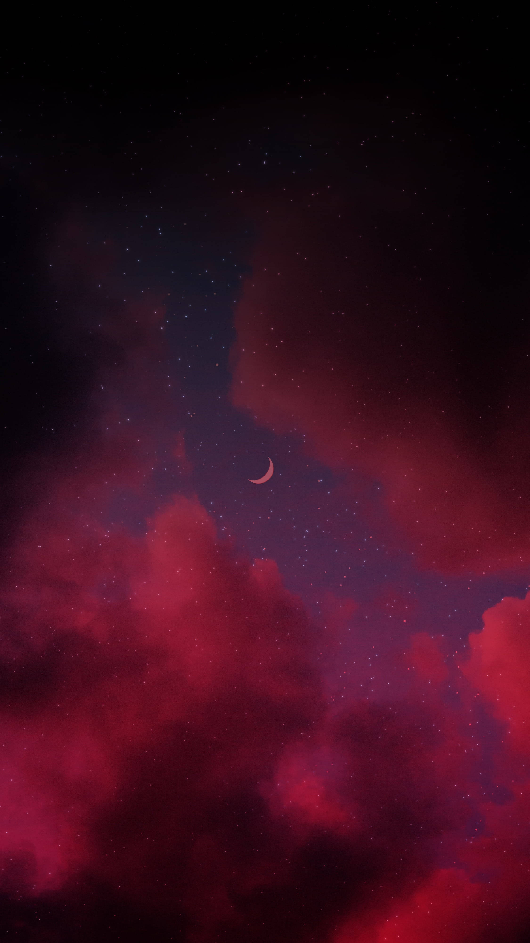 Pulang Gasuklay na Buwan sa Mala-Bituing Gabi Wallpaper