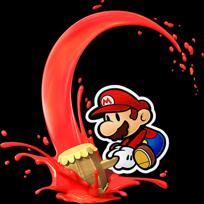 Pulang Pintura Splash Mario Cartoon Wallpaper