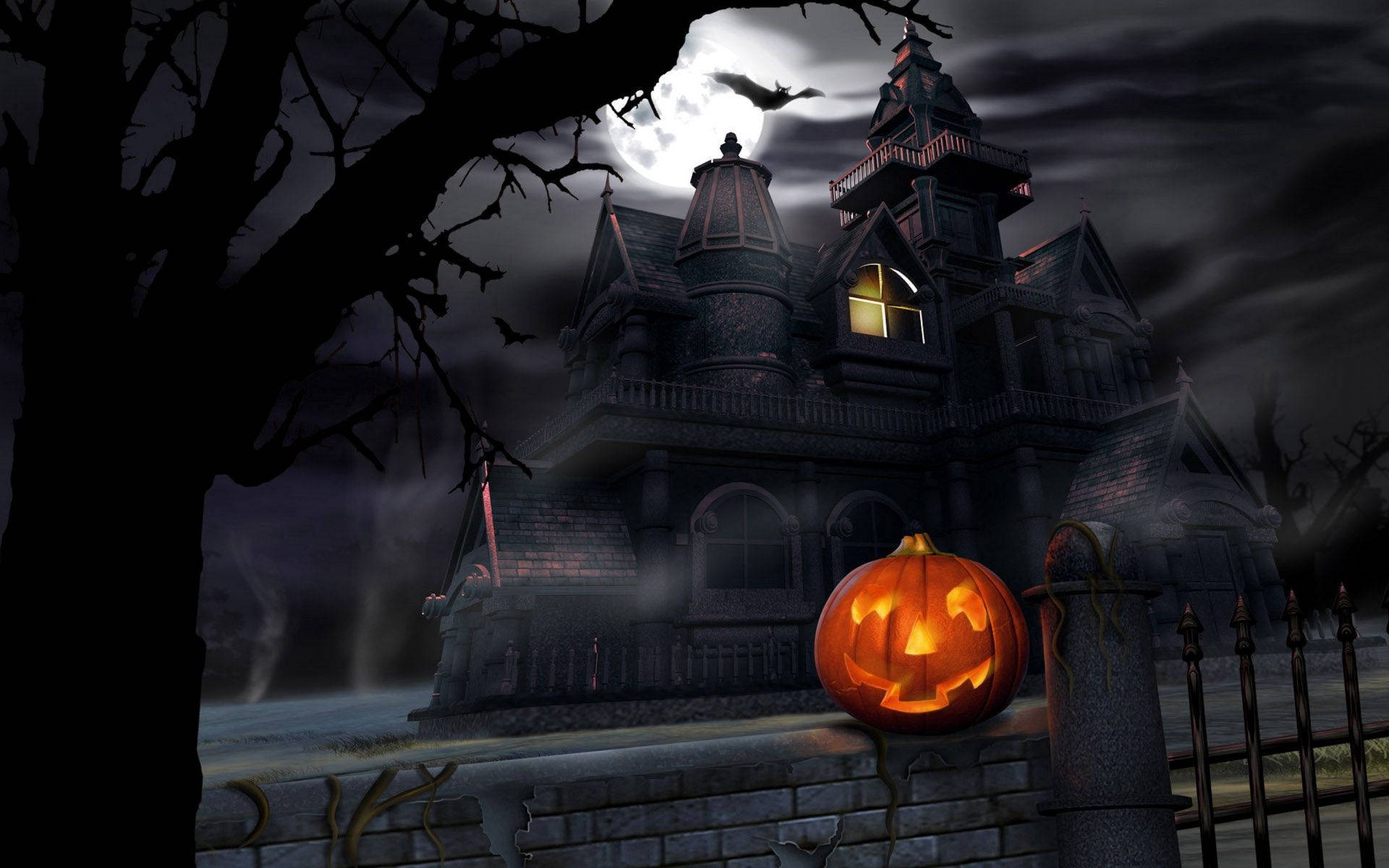 Pumasok sa isang nakakatakot na haunted house ngayong halloween Wallpaper