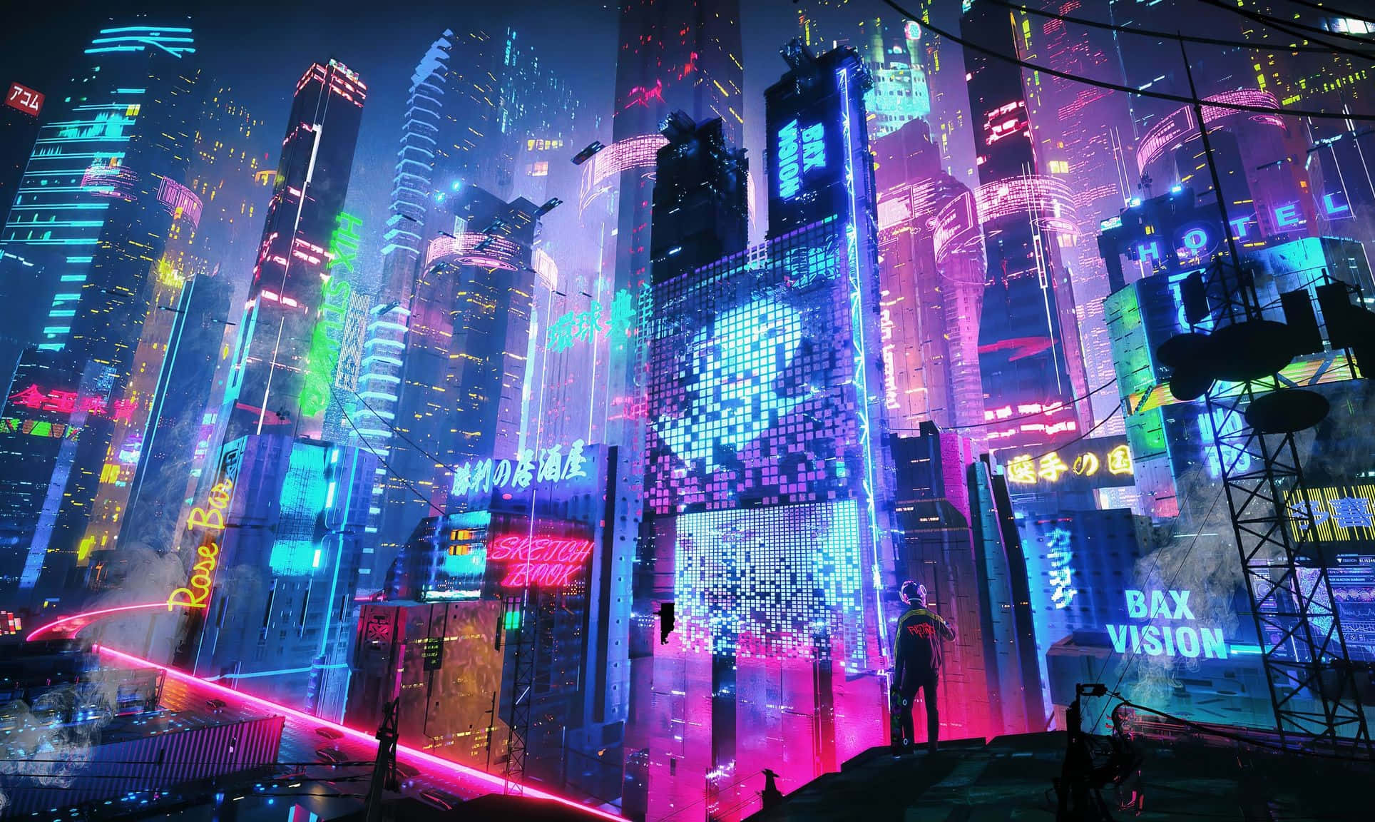 Pumasok sa Panaginip na Mundo ng Neon City Wallpaper
