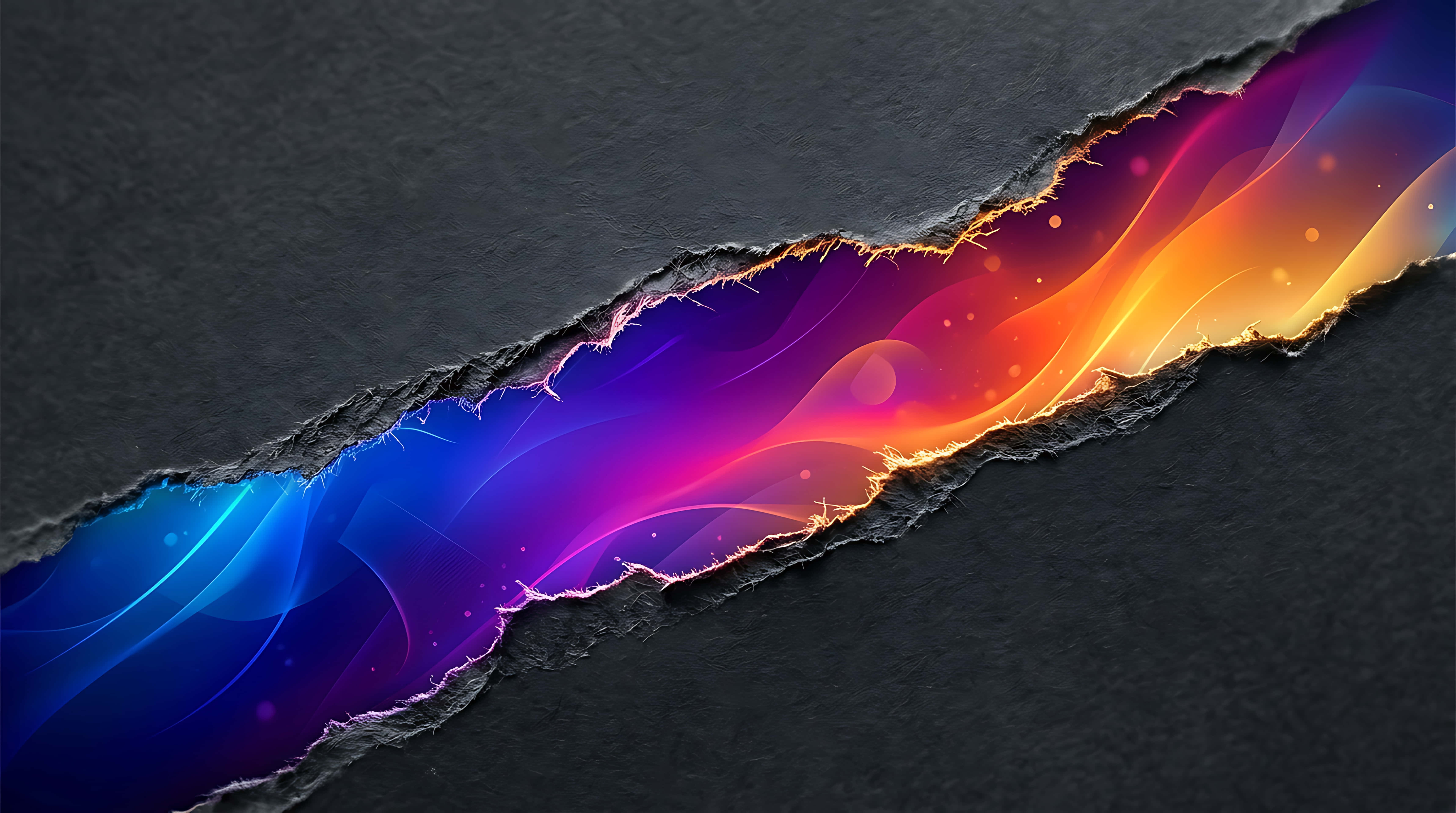 Punit na Itim na Papel na Nagpapakita ng Makulay na Abstract na Kumikinang na Liwanag na Alon, Konseptwal na Malikhang Background Wallpaper