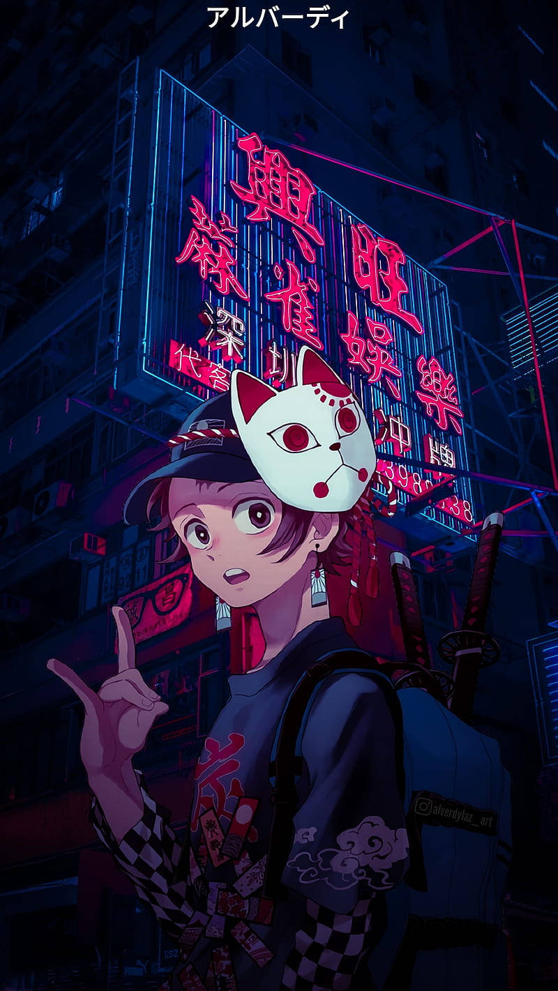 Punk 80's Aesthetic ni Tanjiro Wallpaper