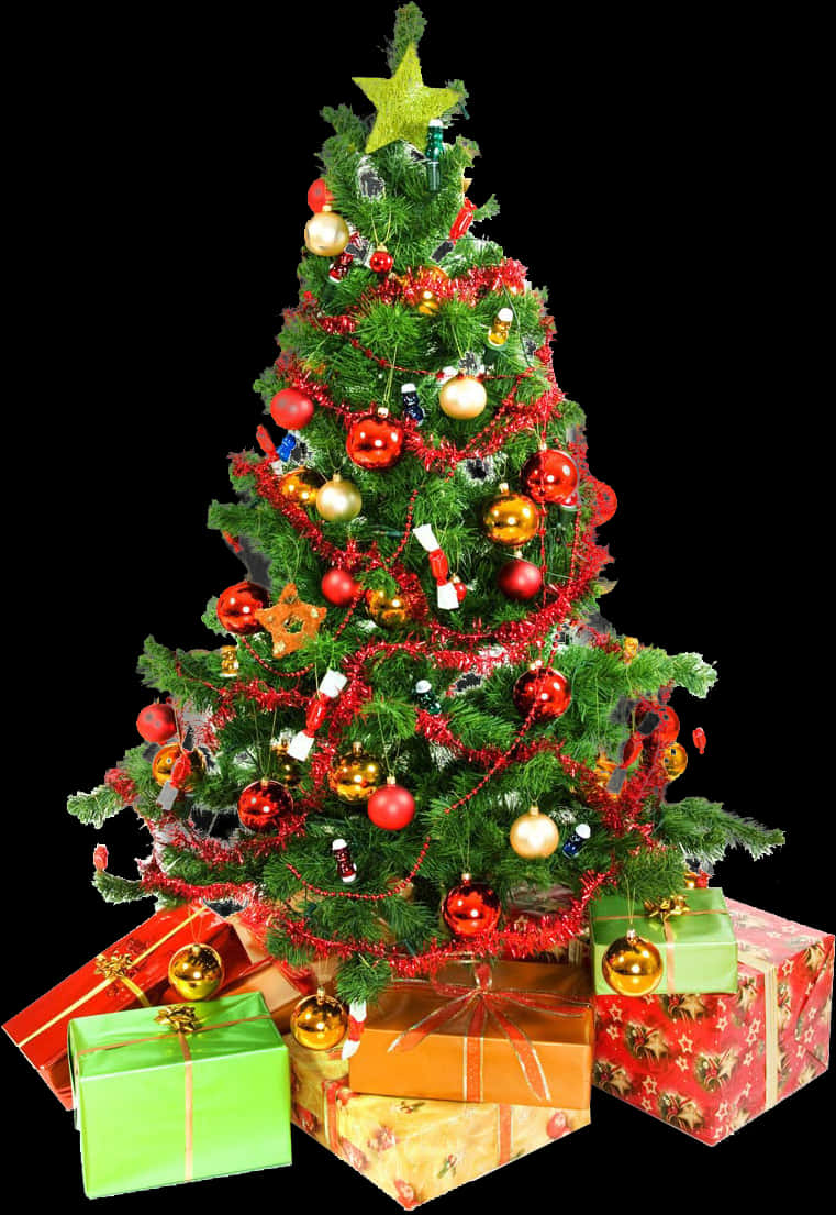 Puno ng Pasko na may mga Regalo Wallpaper