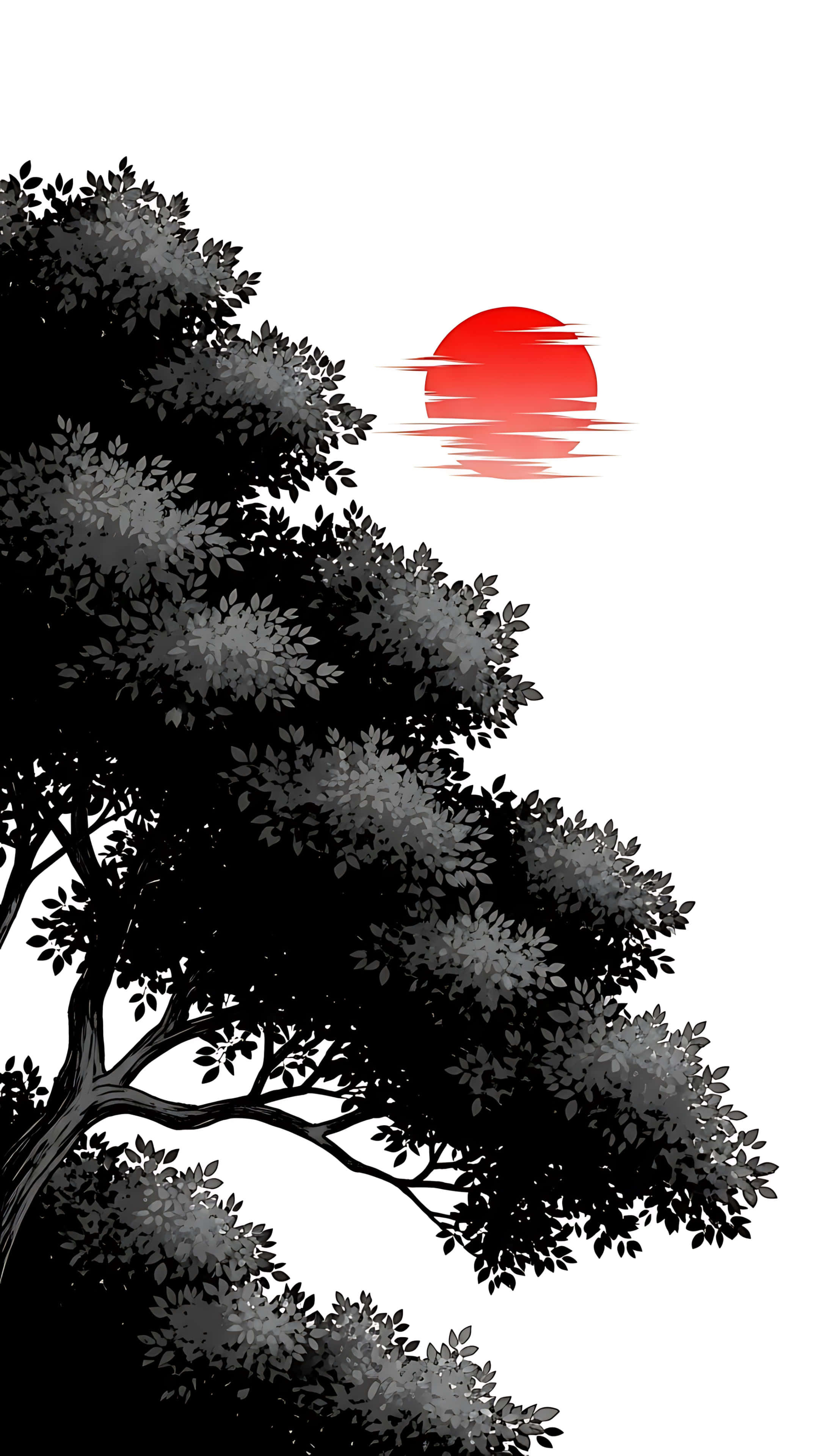 Puno sa Paglubog ng Araw na Tinta Wallpaper