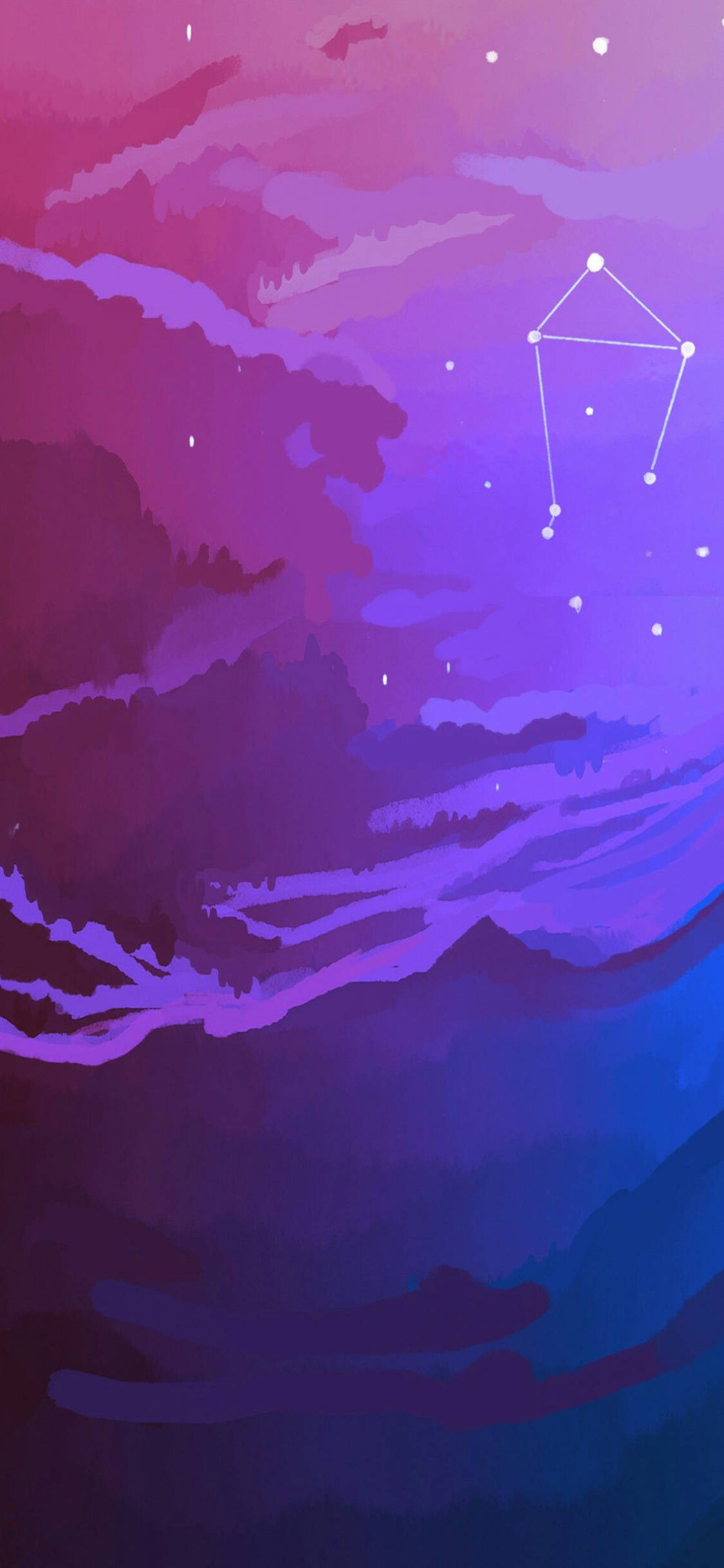 Lila Galaxy Sky Libra Zodiac Wallpaper