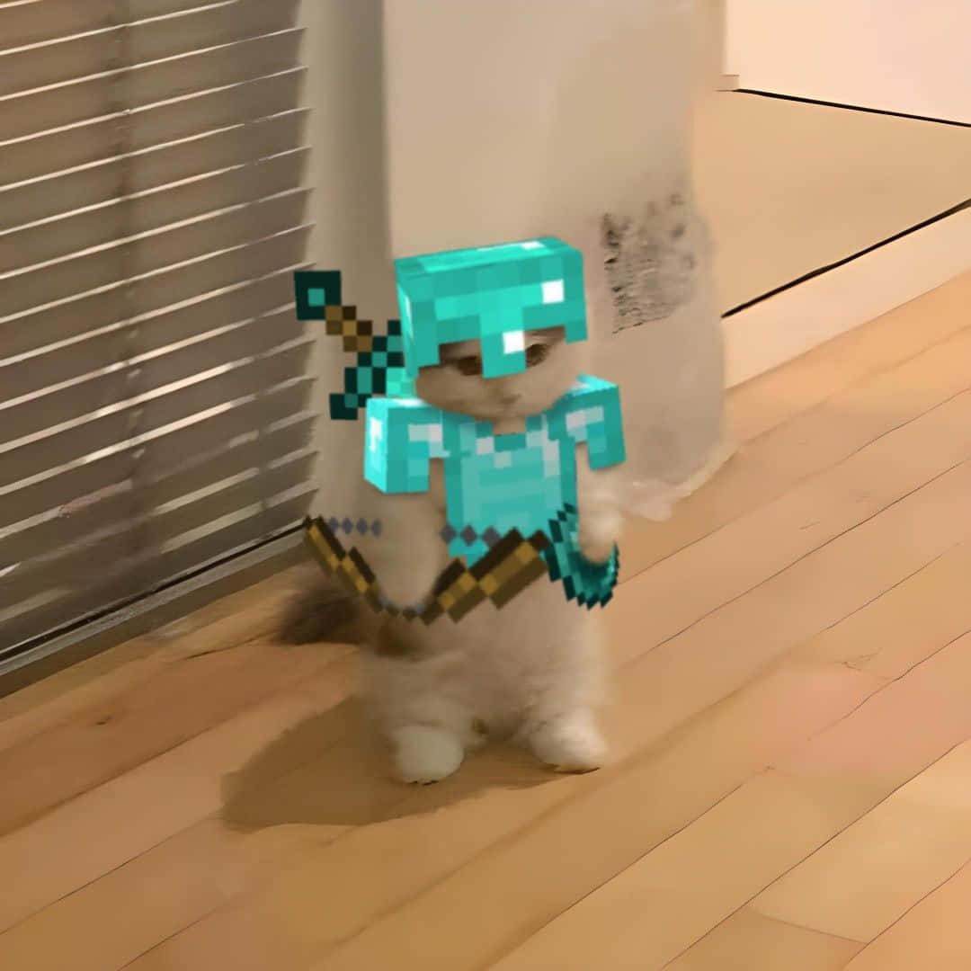 Pusa na may Diamond Armor na Minecraft Profile Picture Wallpaper