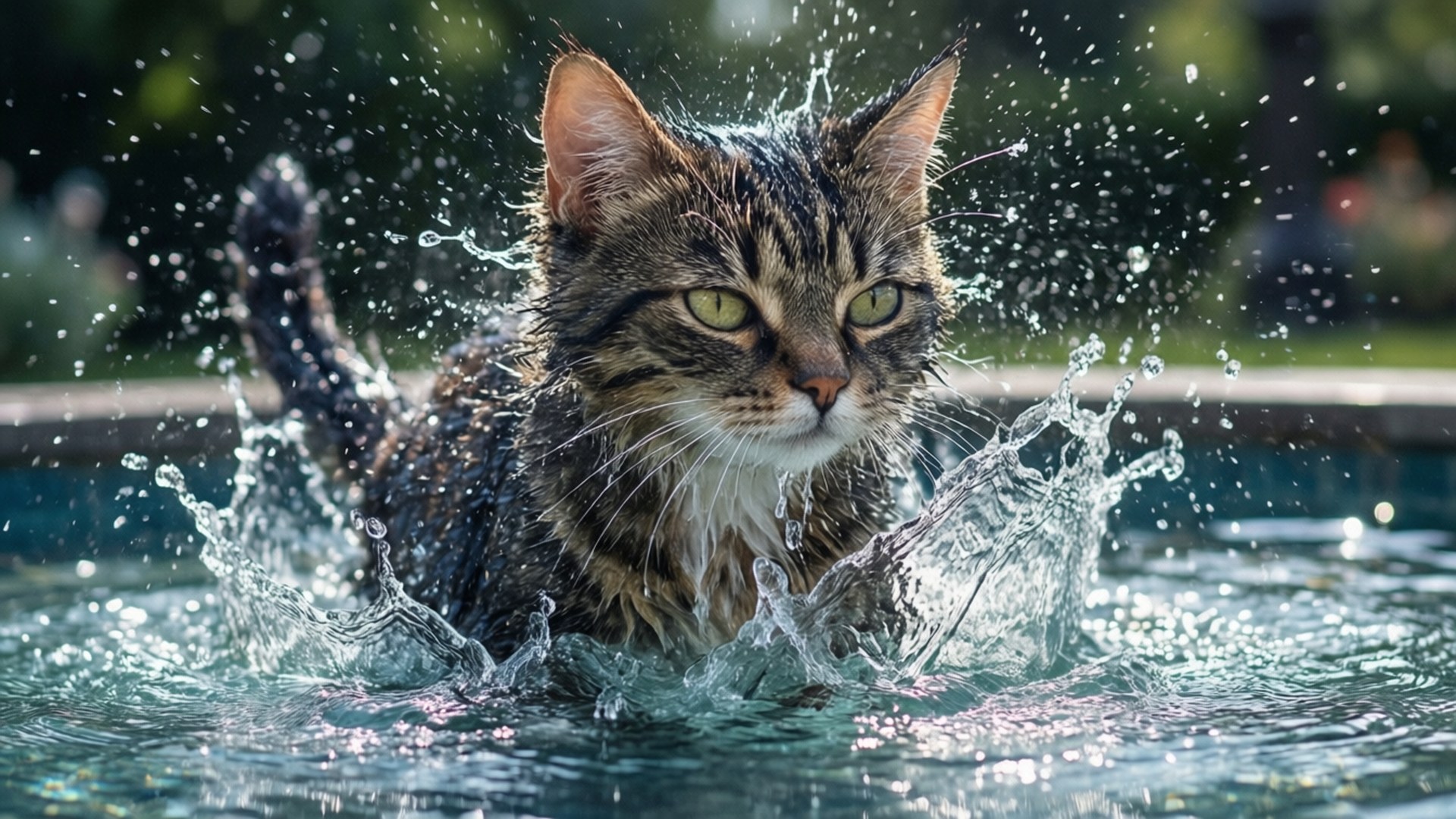 Pusa ng Tubig na Sumasaboy Wallpaper