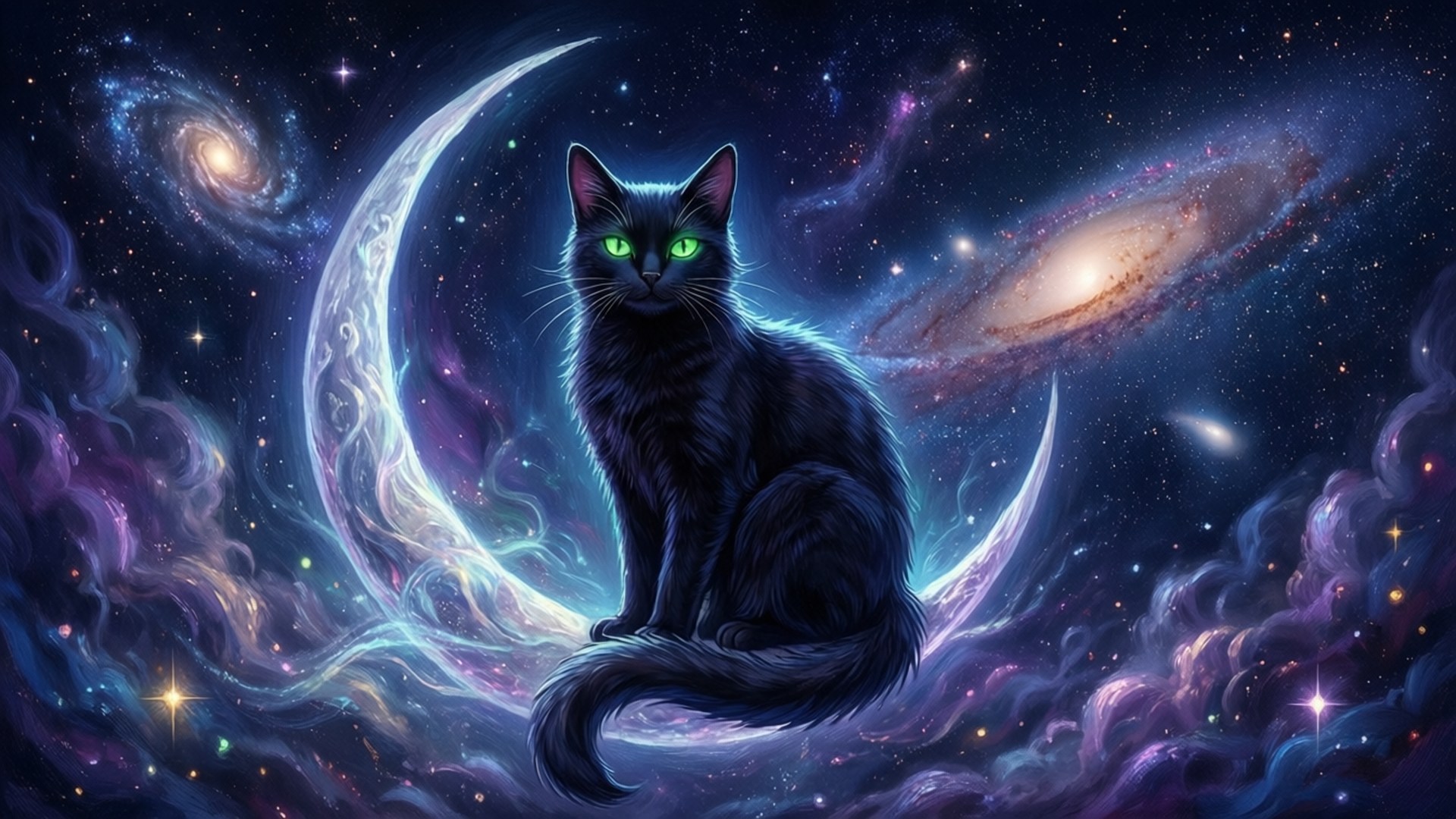 Pusang Bituin sa Ilaw ng Buwan Wallpaper