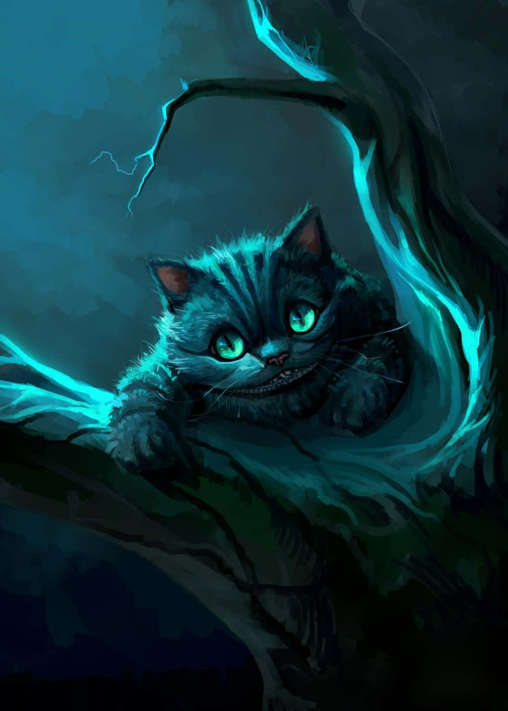 Pusang Cheshire na Nakangiti Wallpaper