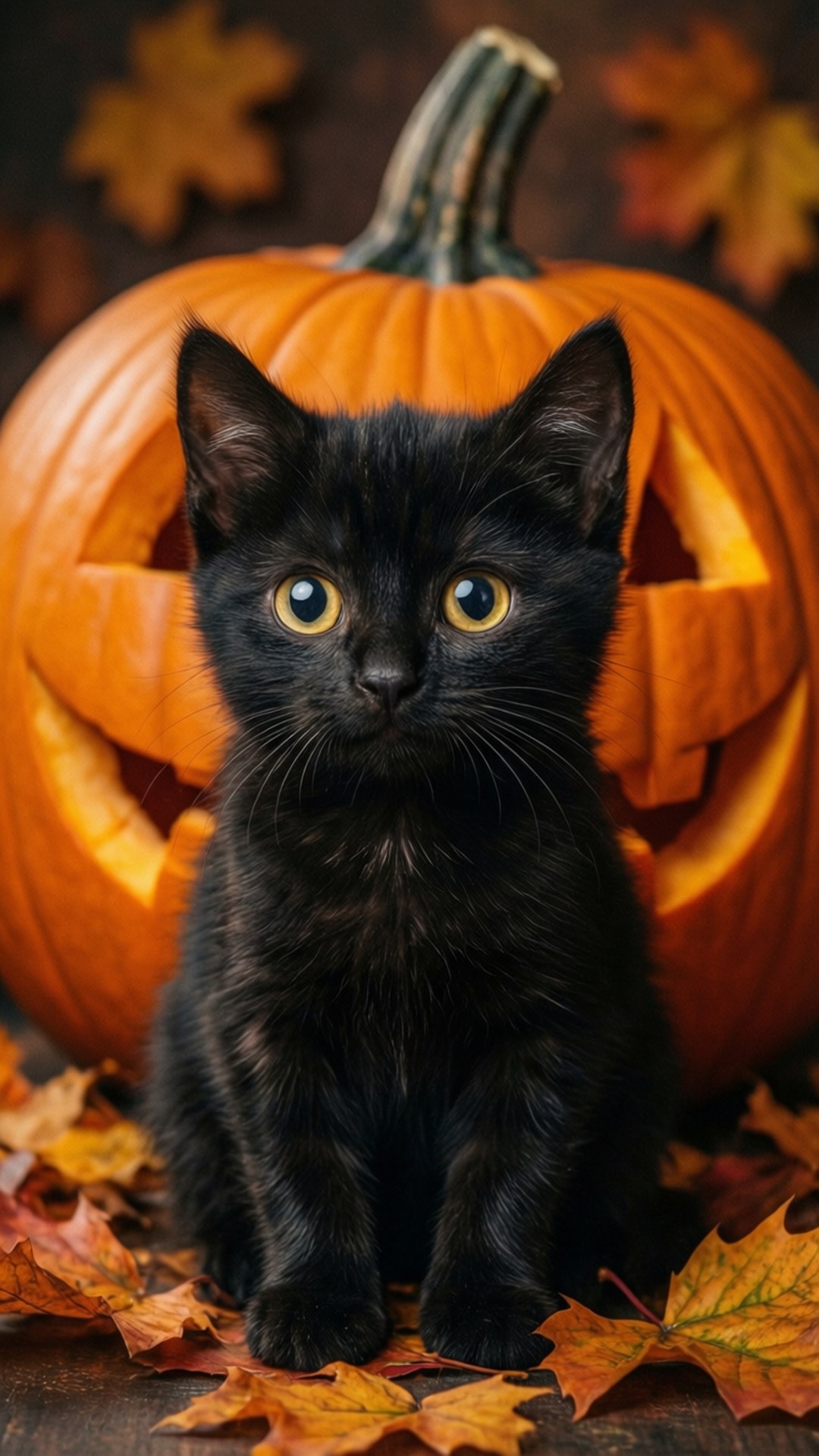 Pusang Itim na Kalabasa Wallpaper