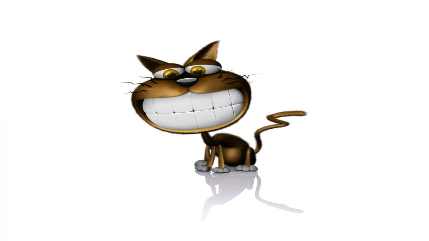 Pusang Kartun na Malalaki ang Ngipin Wallpaper