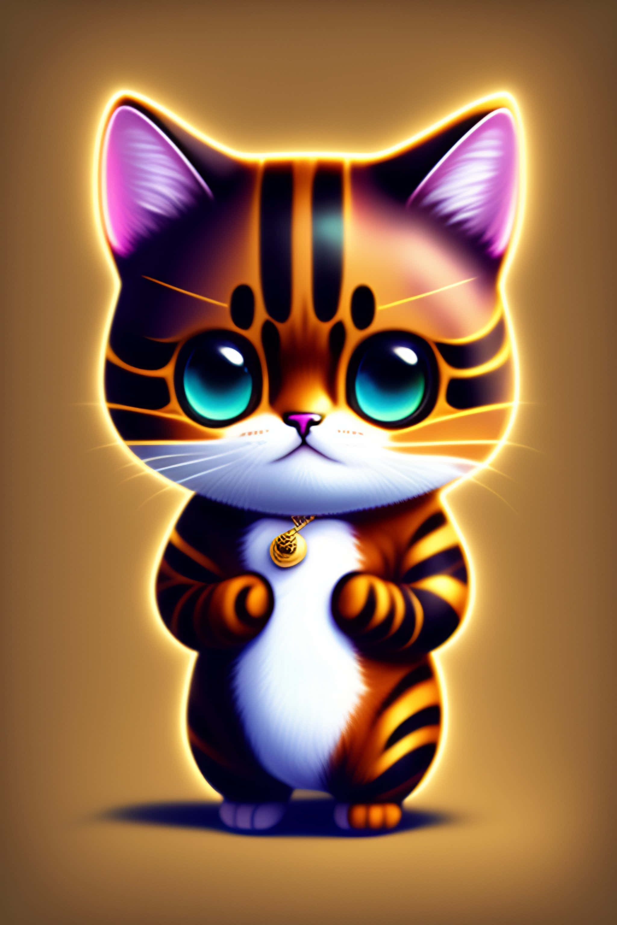 Pusang Kartun na May Nagniningning na mga Mata Wallpaper