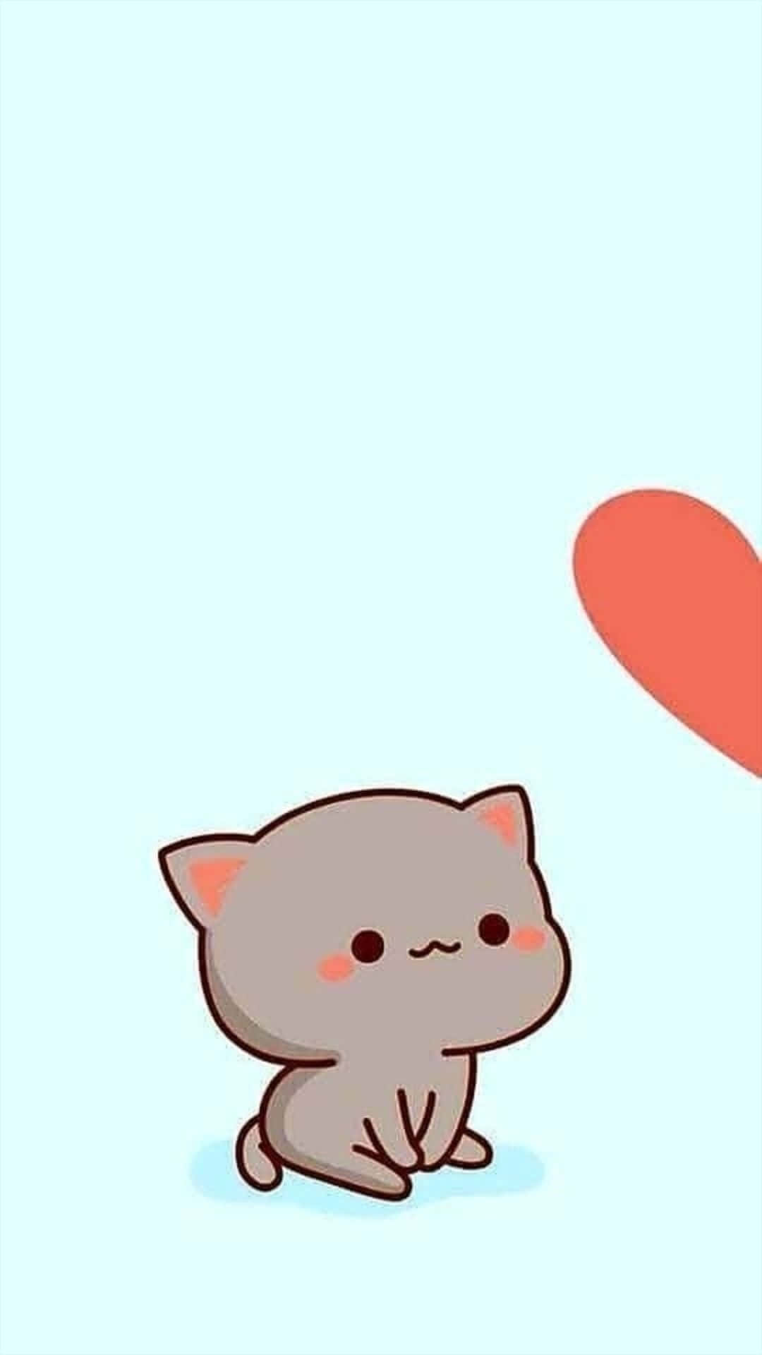 Pusang Kayumanggi na May Katugmang Bahagi ng Puso Wallpaper