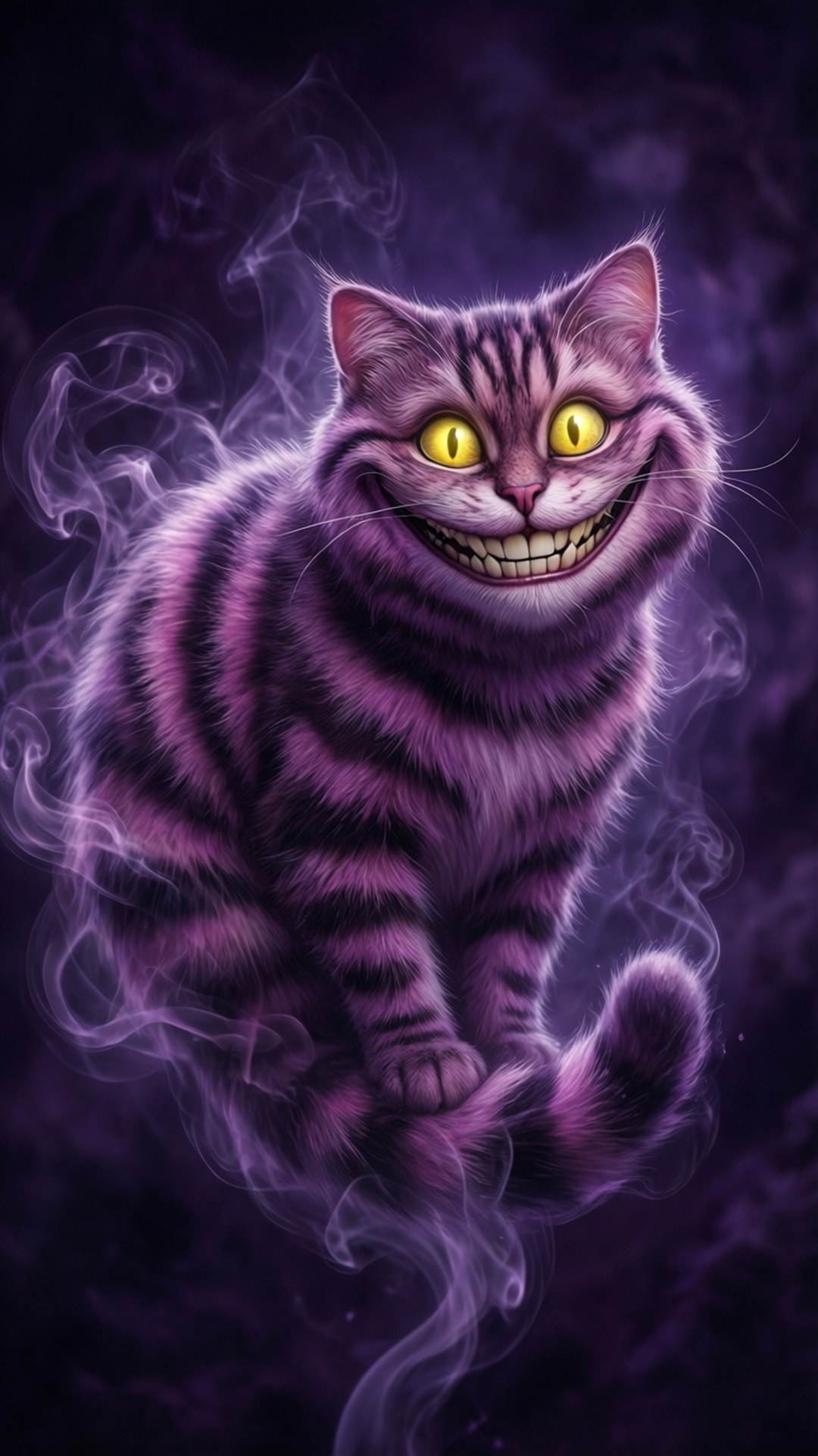 Pusang Nakangiting Lumulutang Wallpaper