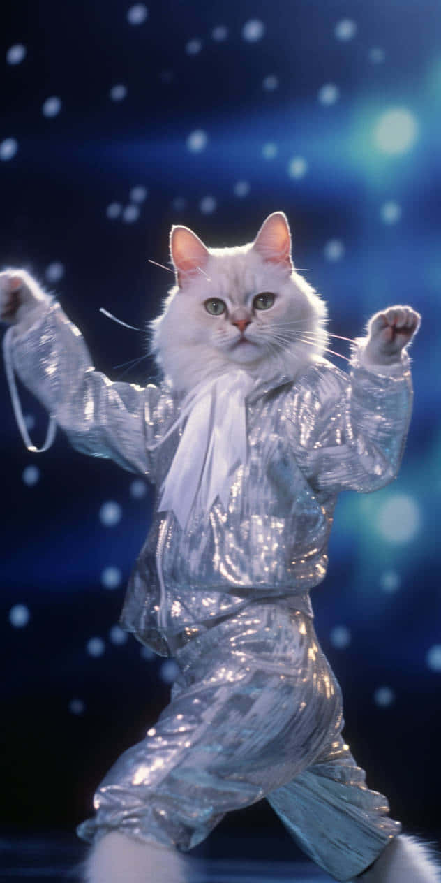 Pusang Sumasayaw na Naka-Sparkling Outfit Wallpaper