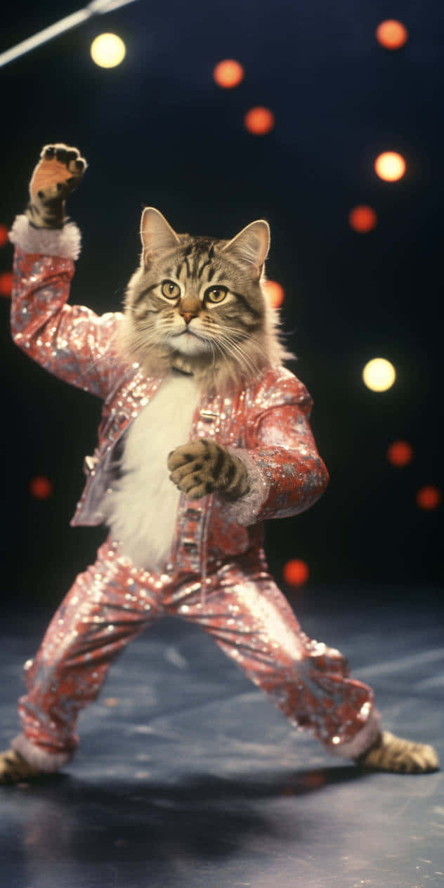 Pusang Sumasayaw sa Nagniningning na Kasuotan Wallpaper