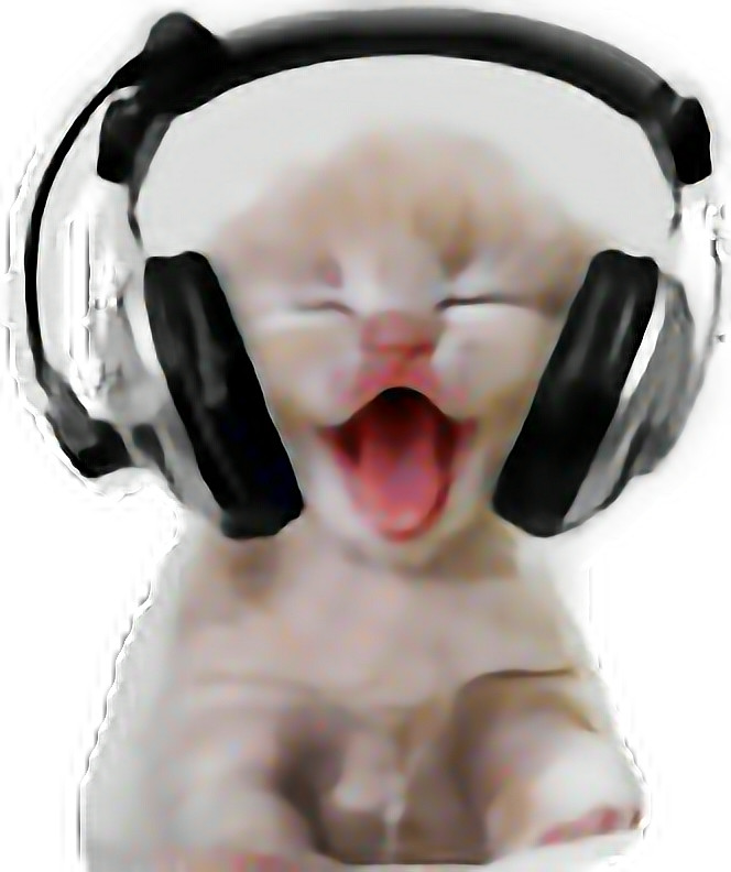 Pusang Tumatawa na May Headphone.PNG Wallpaper