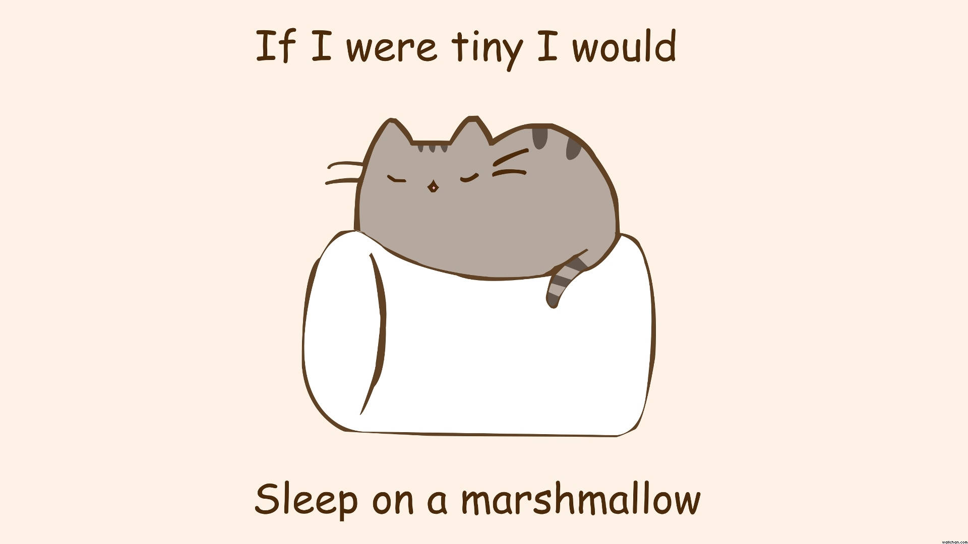 Pusheen na Natutulog sa Marshmallow Wallpaper
