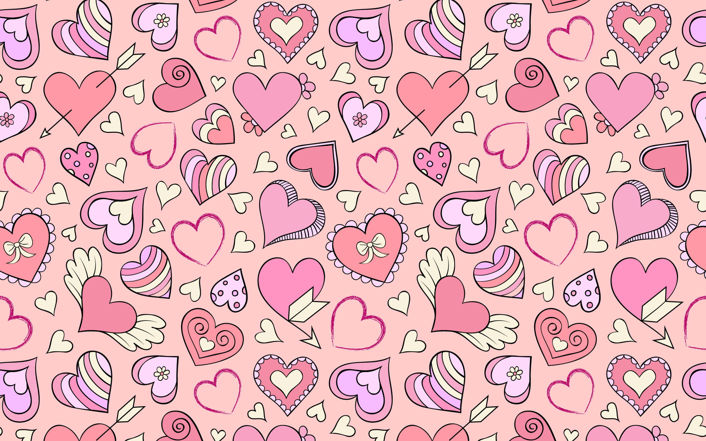 Pusong Aesthetic na Puno ng Pag-ibig Wallpaper