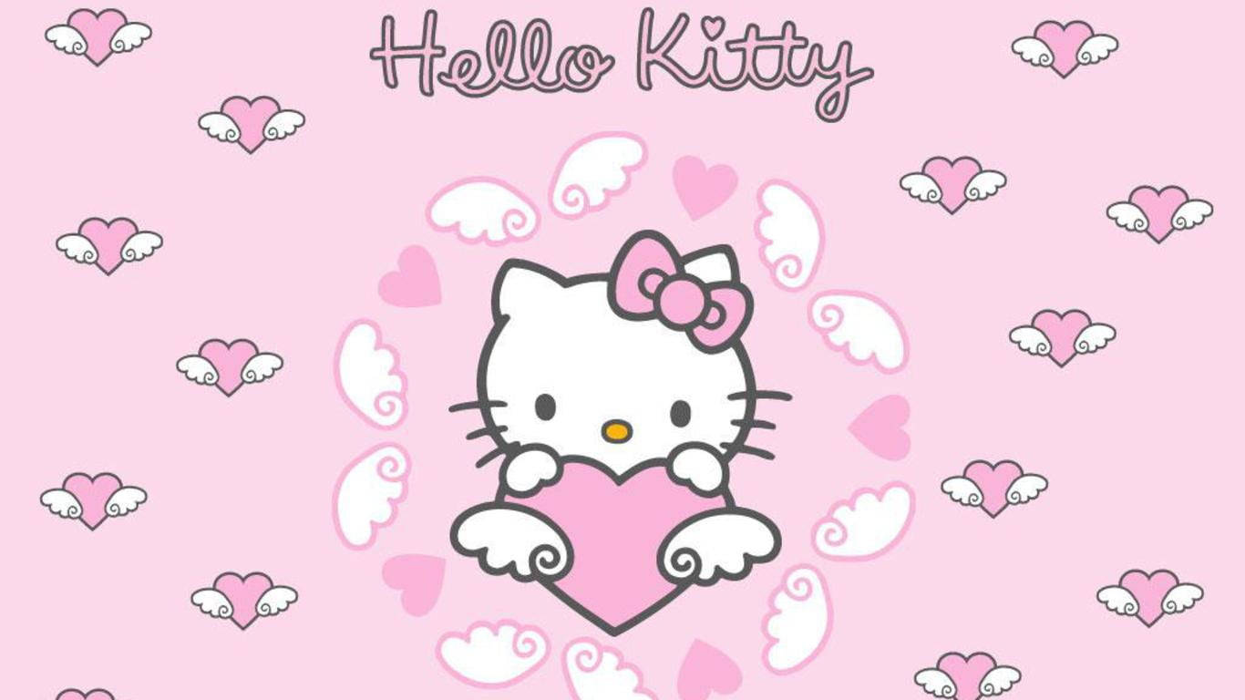 Pusong May Pakpak na Pink Hello Kitty Wallpaper