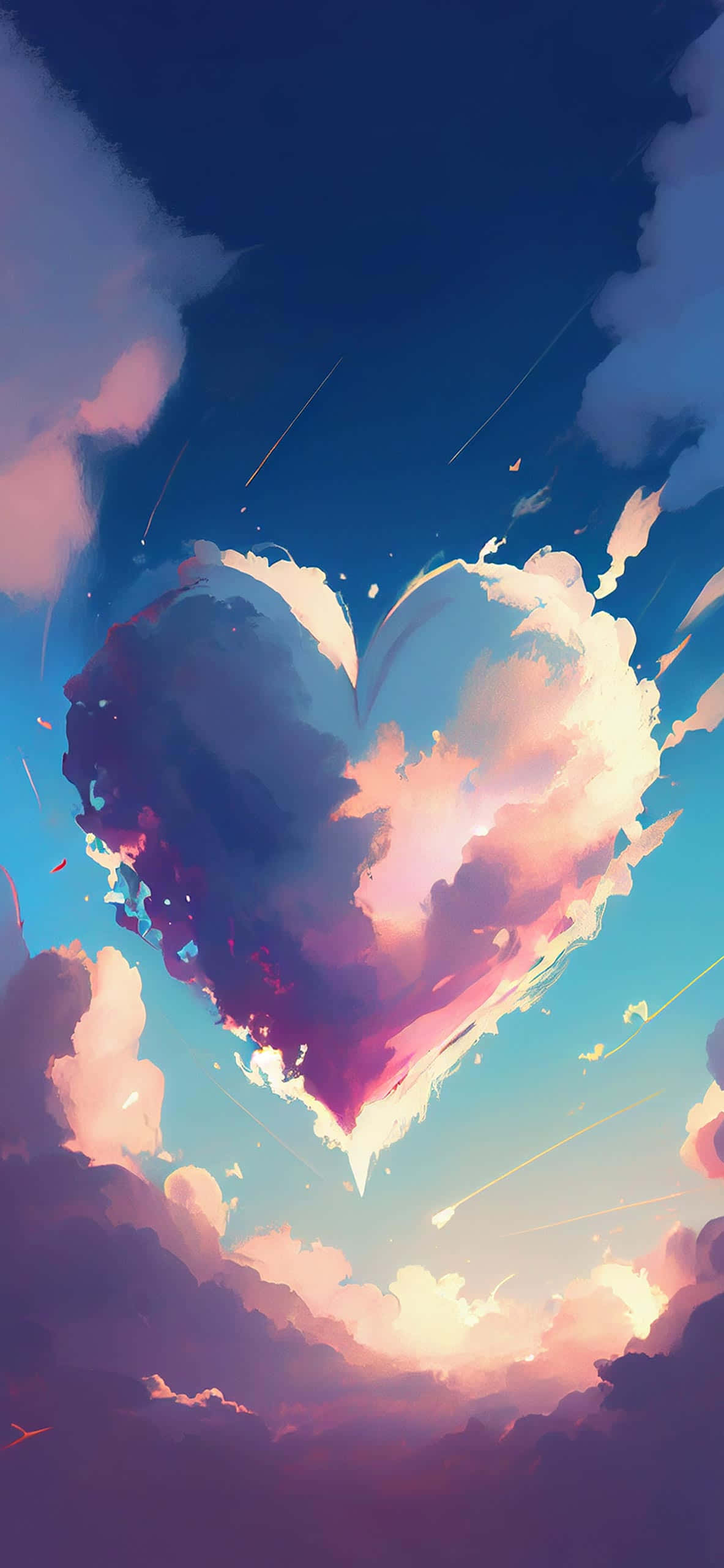 Pusong Puso na Ulap na Aesthetic Background Art Wallpaper