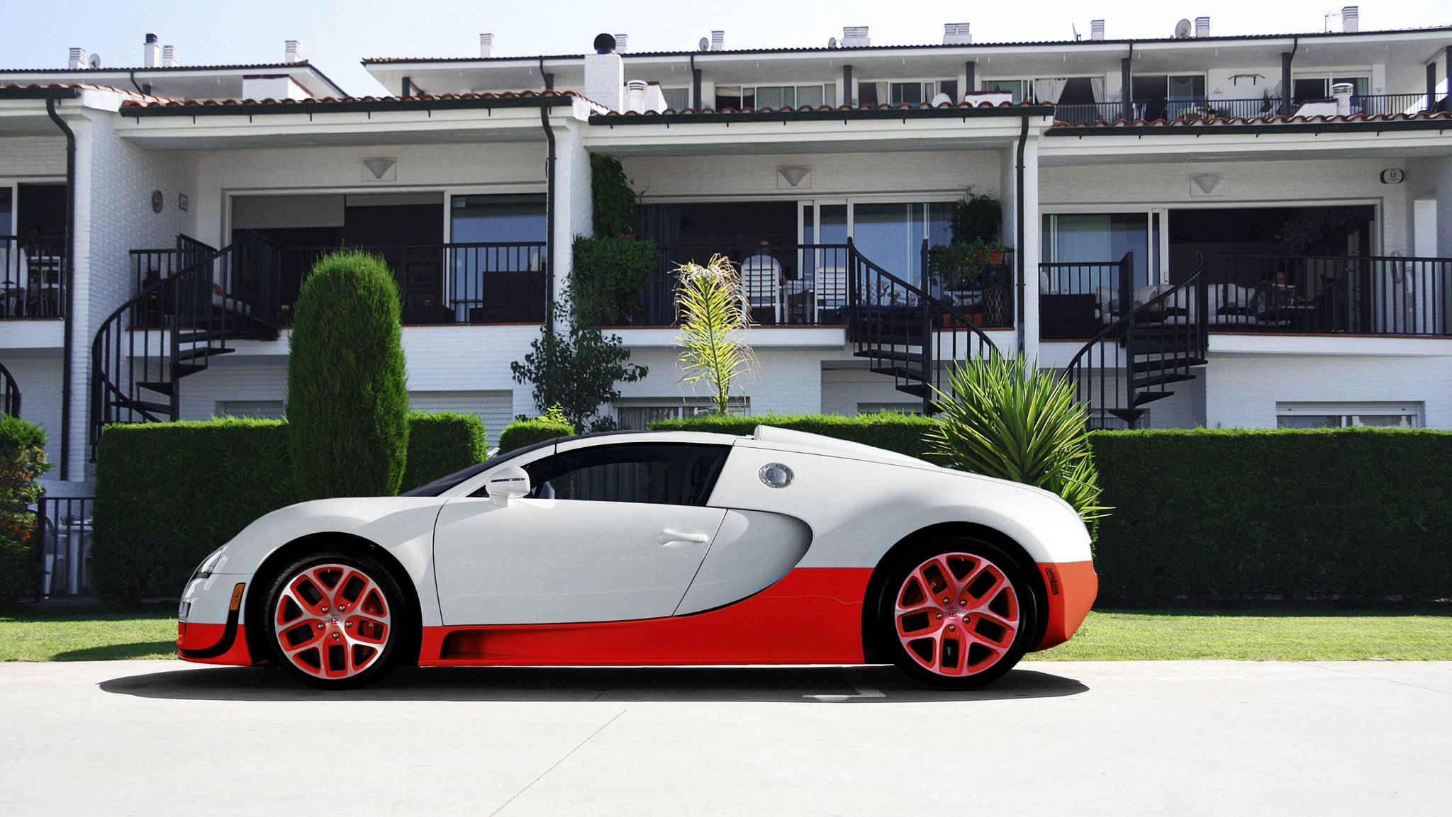 Puti at Kahel na Bugatti Veyron Wallpaper