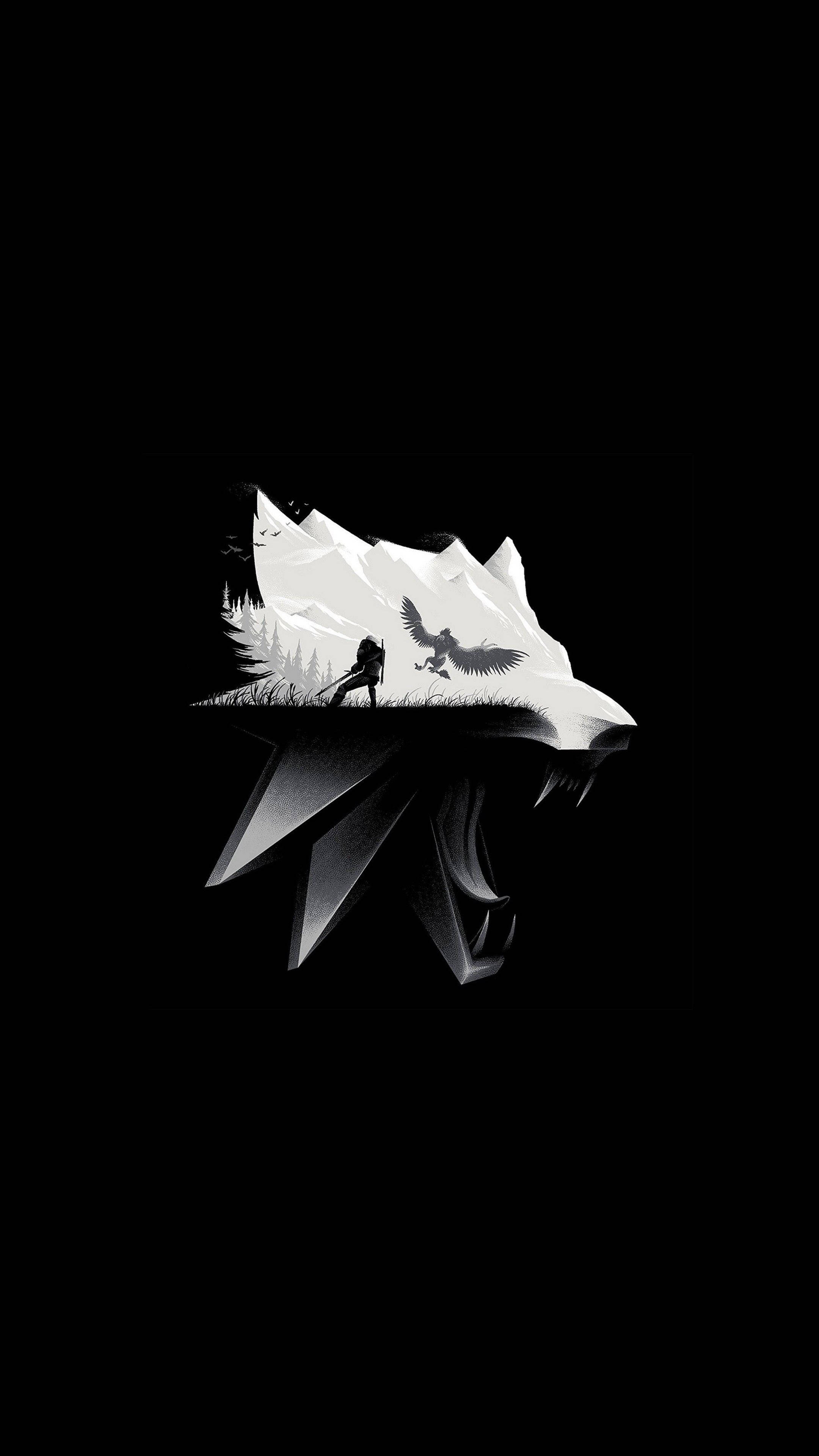 Puting Lobo 4K Ultra HD Madilim na Telepono Wallpaper